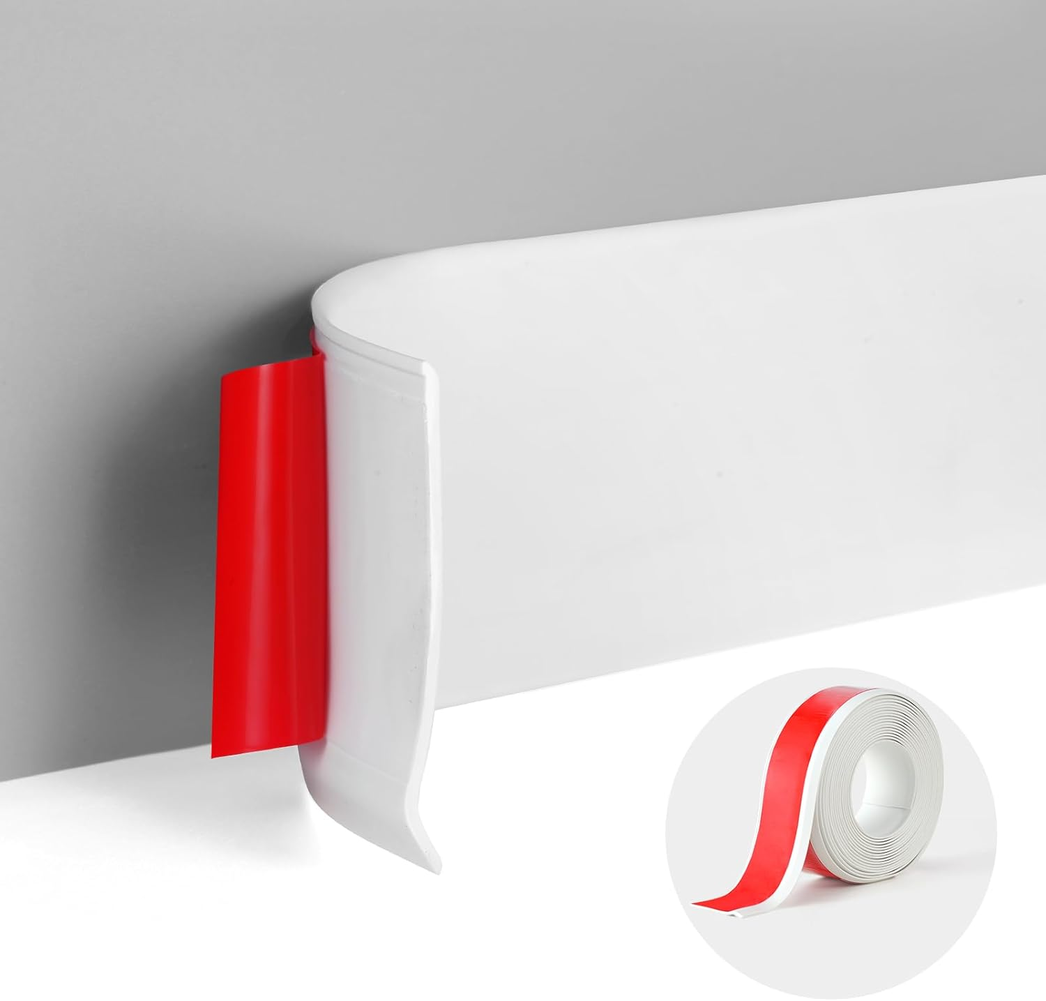 Peel and Stick Baseboard Trim,2.1 Inch X 20 Feet Rubber Wall Base Moulding Trim,White Cove Base Vinyl Baseboard (White)