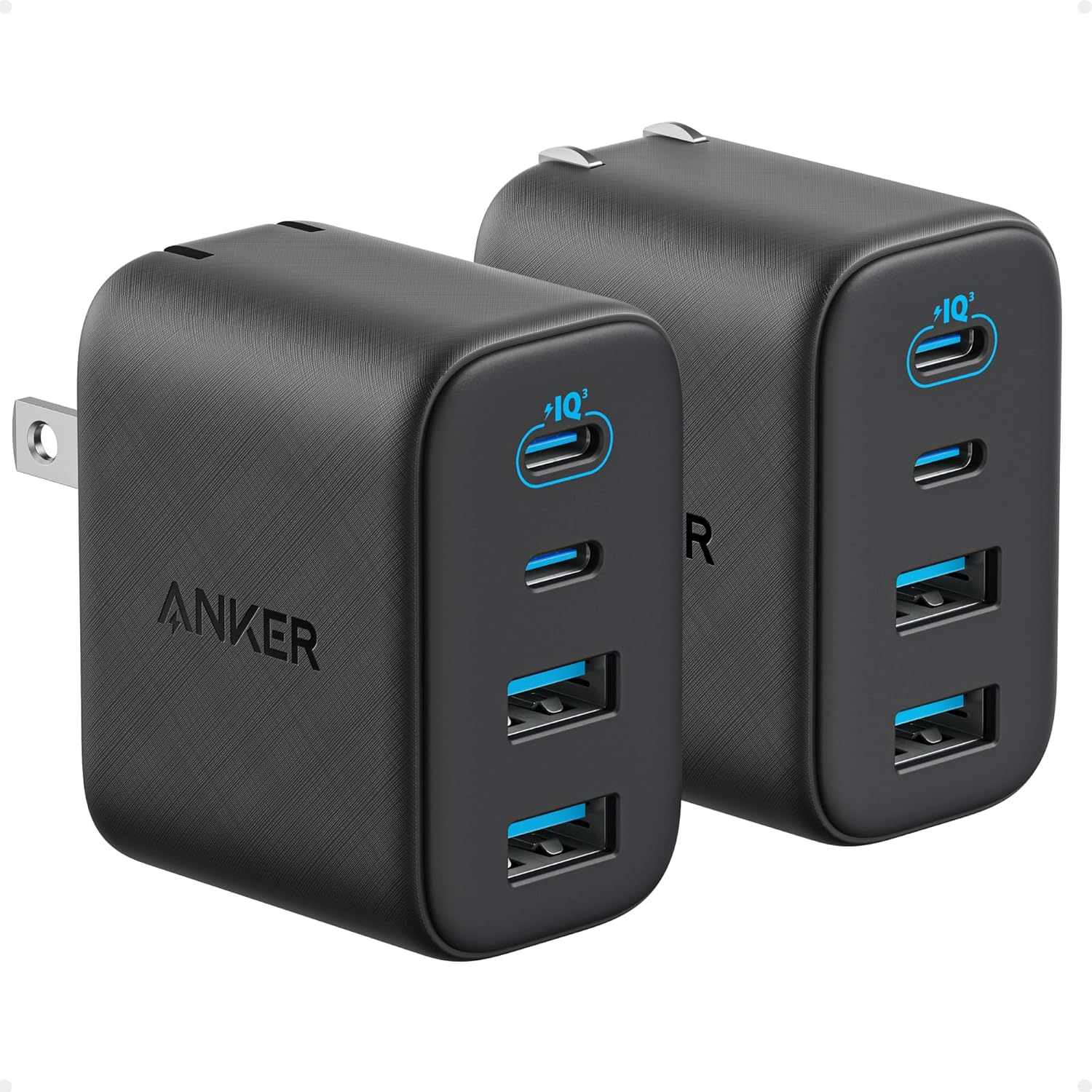 Anker Zolo USB C Charger Block, 50W Max Output Type C Charger Fast Charging | 2 USB C and 2 USB A, for Iphone 17/17 Pro Max/16 Series, Macbook, Ipad, Pixel, Galaxy, Apple Watch and More (2-Pack, Black)