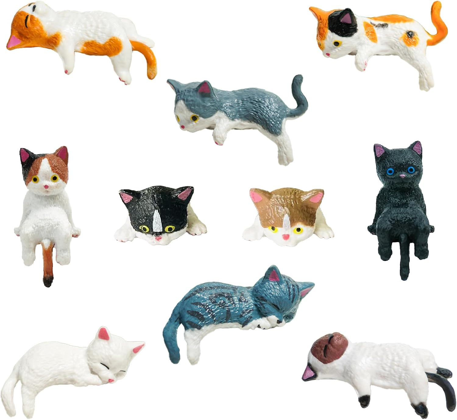 10PCS Mini Cat Figurines - Cute Resin Cat Decor for Car Dashboard, Desk, Home | Durable & Adorable Kitty Sculpture, Miniature Cat Ornaments