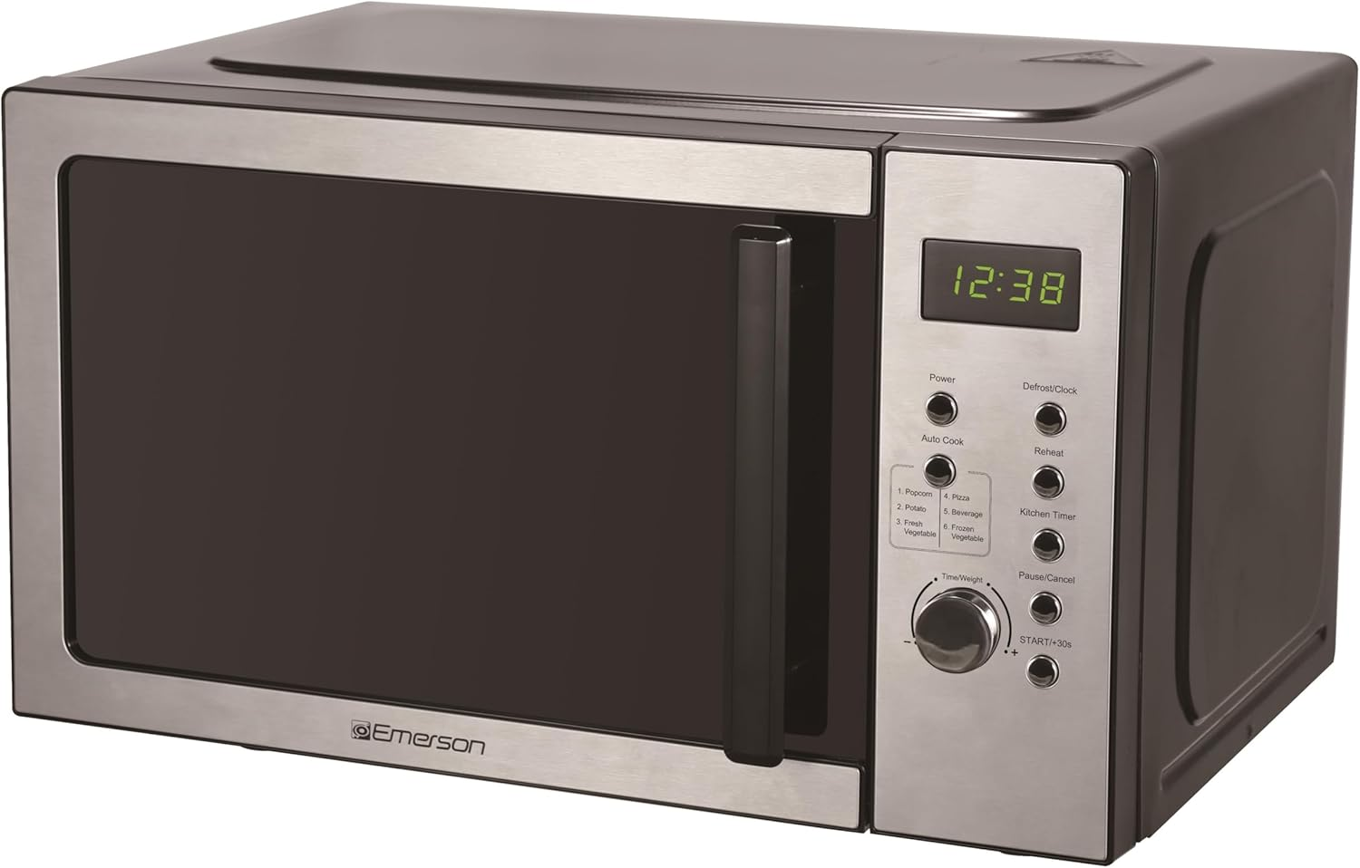 MW9005SS Compact Countertop Microwave Oven with Button Control, LED Display, 900W 5 Power Levels, 6 Auto Menus, Glass Turntable and Child Safe Lock, 0.9 Cu. Ft, Stainless Steel