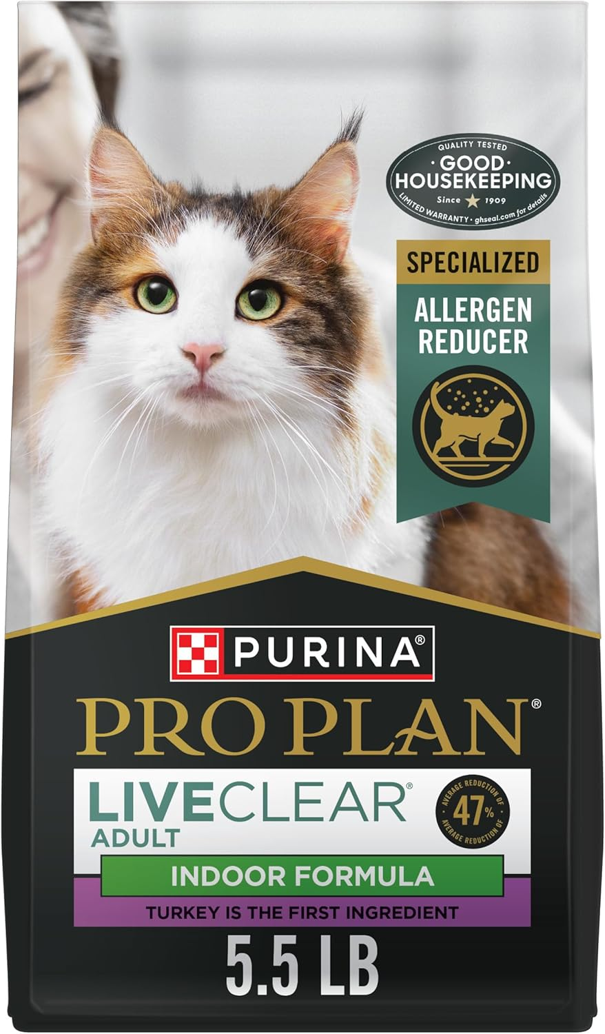 Indoor Cat Food Liveclear Cat Allergen Reducing Turkey and Rice Formula - 5.5 Lb. Bag