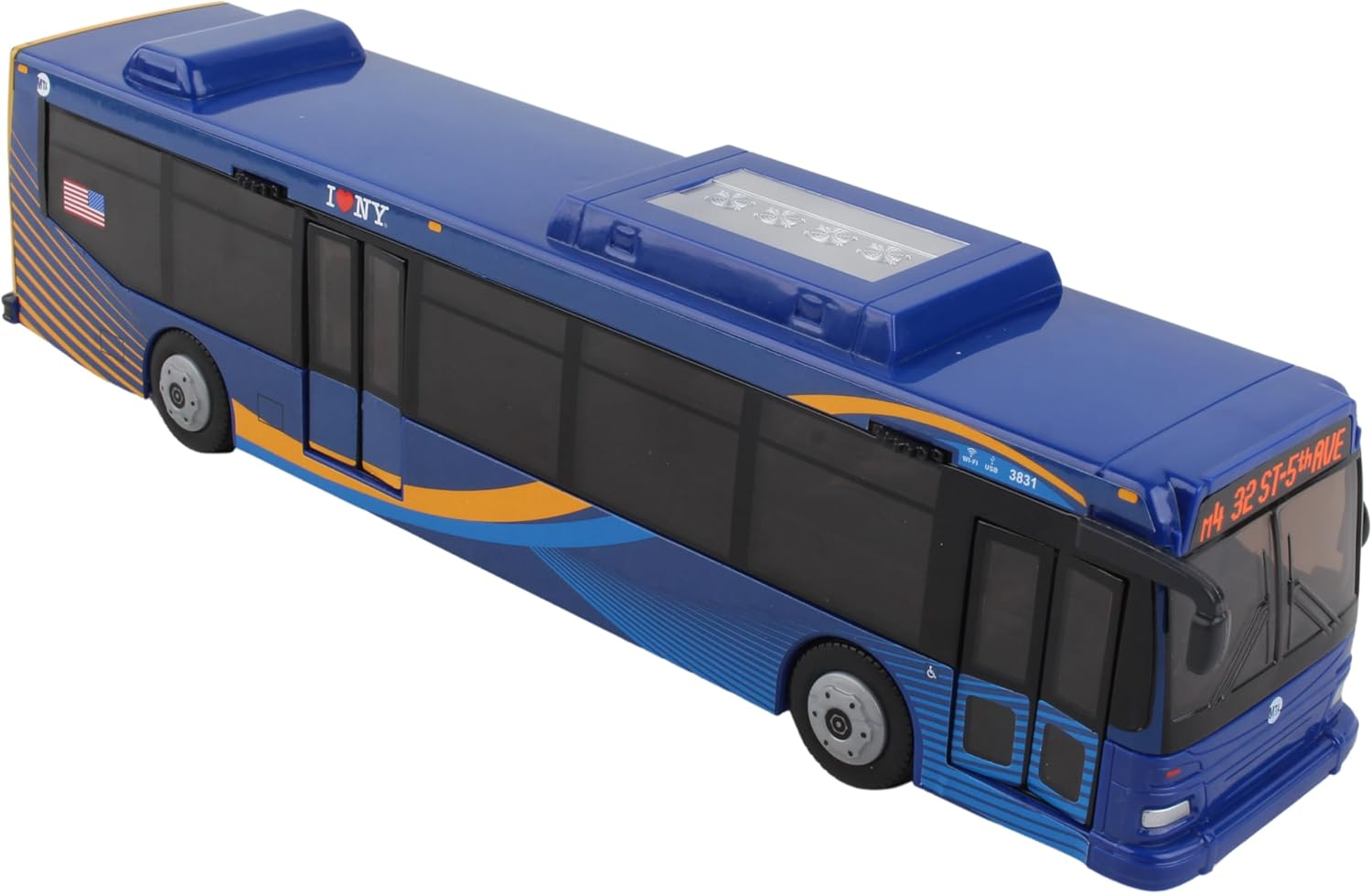 Daron MTA Bus – 11-Inch Single Bus in New Blue Livery – Officially Licensed Friction-Powered Toy with Rolling Wheels and Functional Doors for Kids Ages 3+