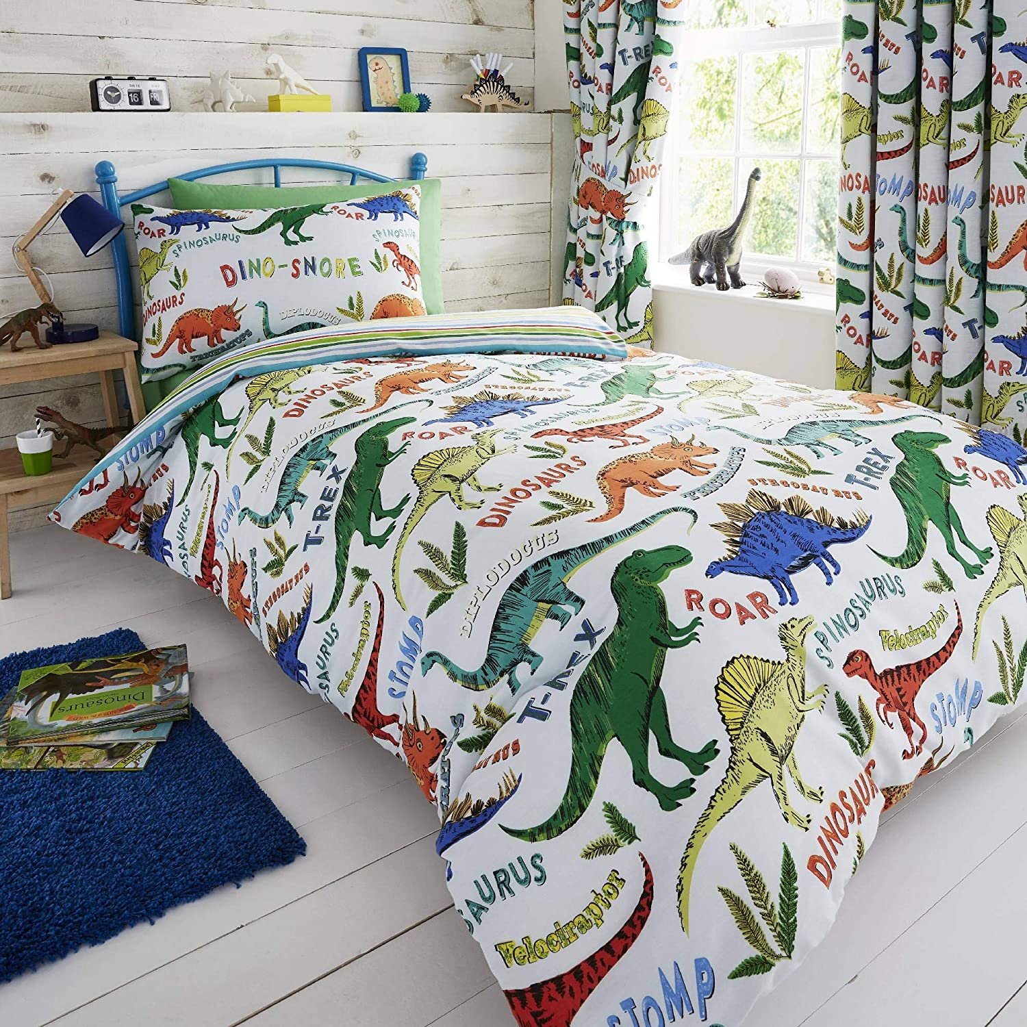Childrens Boys Girls Dinosaur Park Jurassic T-Rex Dino Green Reversible UK Si... - Picture 2 of 9