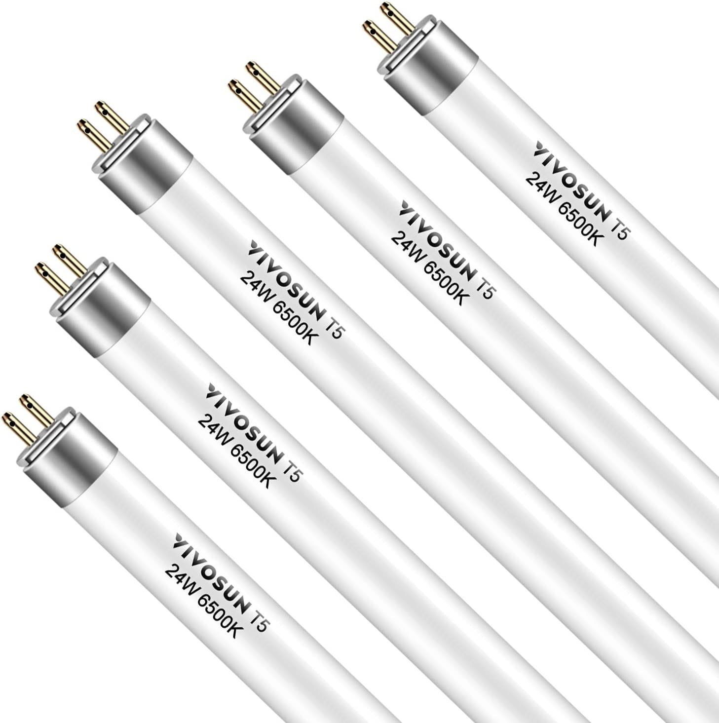 2 Ft T5 Grow Light Bulbs 24W 6500K Cool White Pack of 5