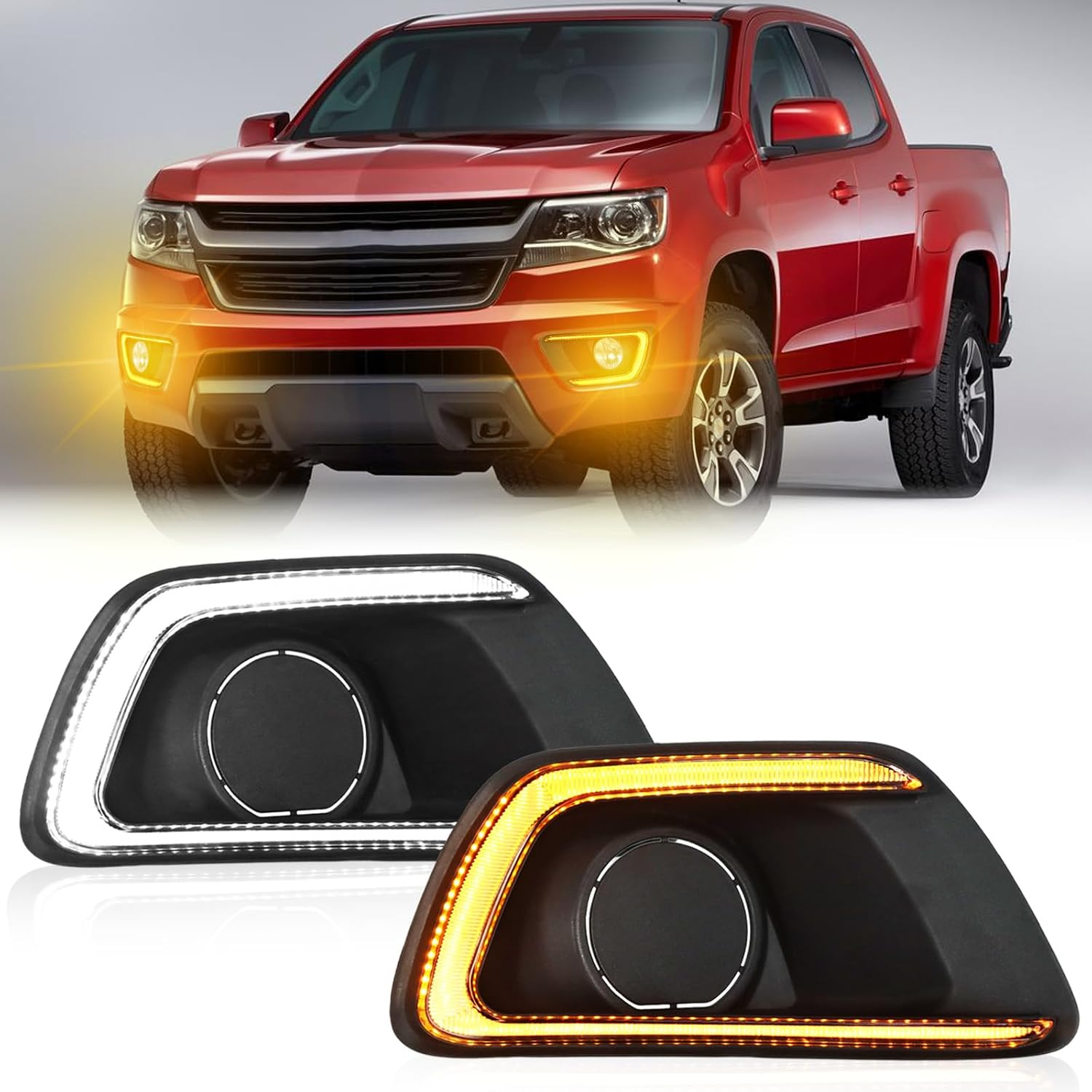 LED Front Bumper Fog Lights Kit for Chevy Colorado 2015-2019 2020 (Not Fit ZR2) Switchback White Daytime Running Light Amber Turn Signal Lamps,2Pcs|Oem Replacement:22891700, 22891701