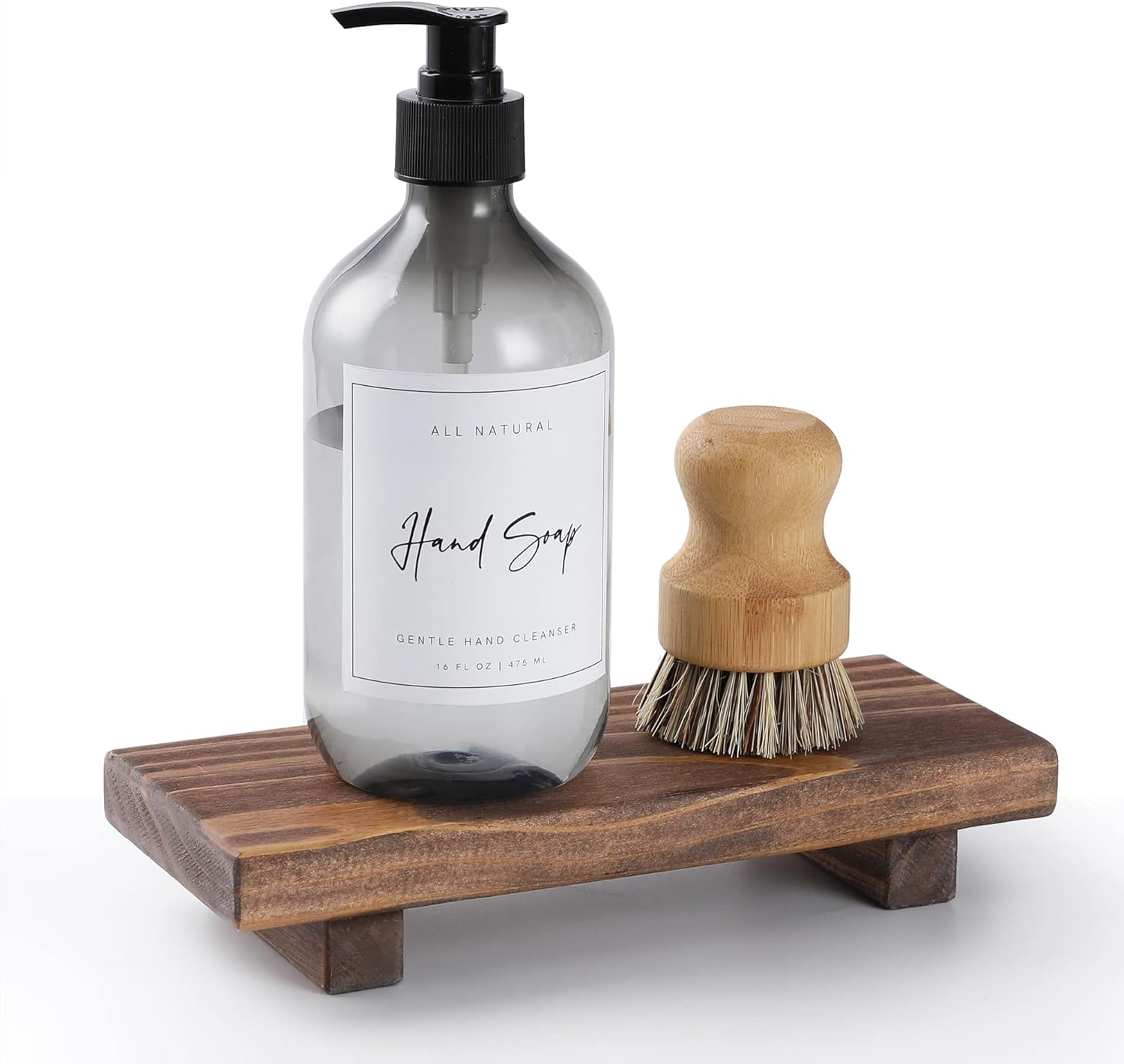 Soporte Jabon Madera Pedestal Rustico Plato Decoracion Baño Cocina Nogal Antiguo