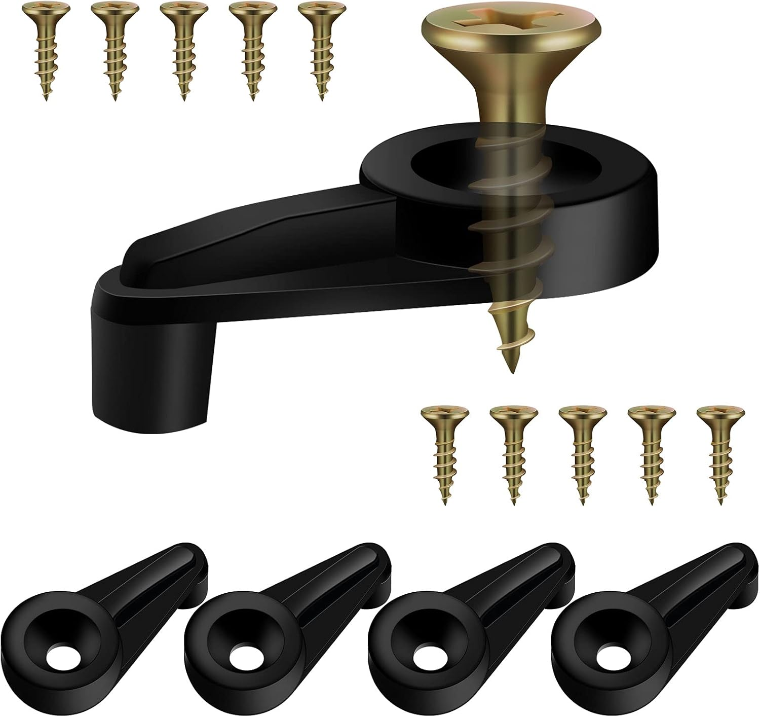 50 Pack Glass Retainer Clips with Screws 4 Mm Cabinet Door Glass Panel Retainer Clips Clear Acrylic Universal Cabinet for Mirror Window Storm(Black with Gold)