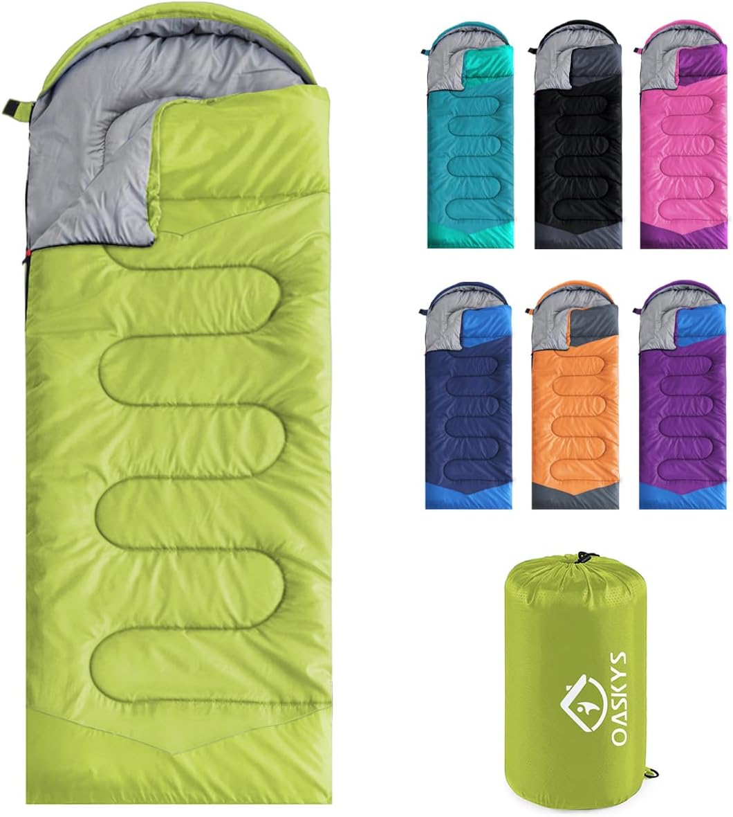 Camping Sleeping Bag - 3 Season Warm & Cool Weather - Summer Spring Fall Lightweight Waterproof for Adults Kids - Camping Gear Equipment, Traveling, and Outdoors