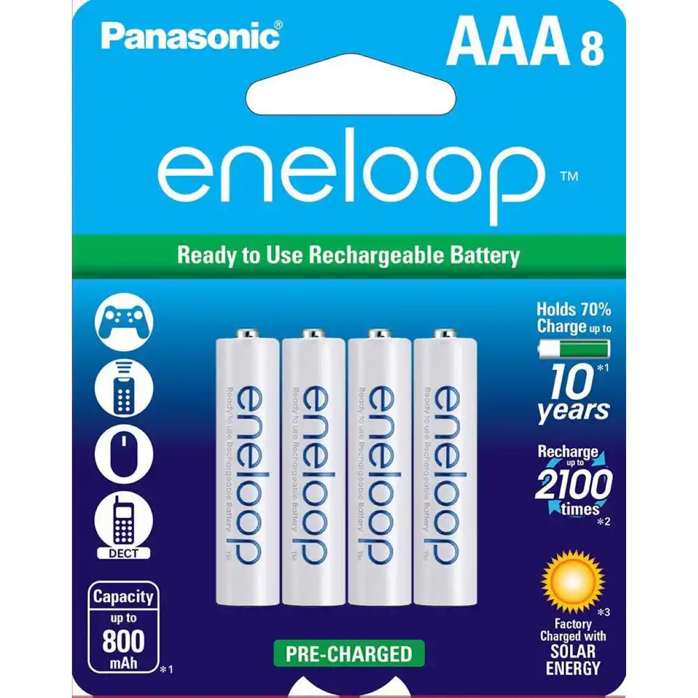 Eneloop Ni-Mh AAA Rechargeable Batteries (8-Pack)