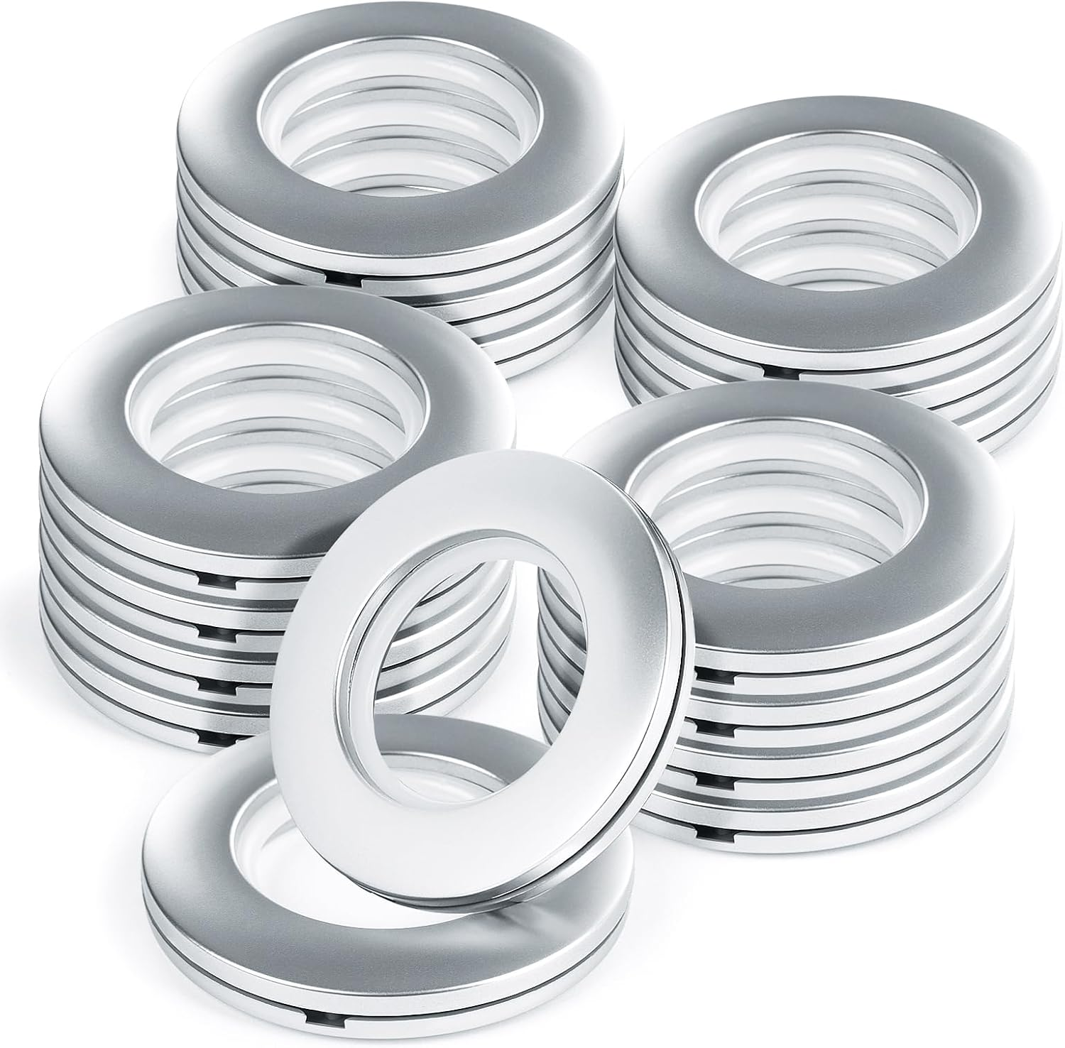 16PCS Curtain Grommets - Round Plastic Eyelet Rings, Inner Diameter 1-9/16 inch, DIY Roman Curtain Rings, Nanoscale Low Noise, Matte
