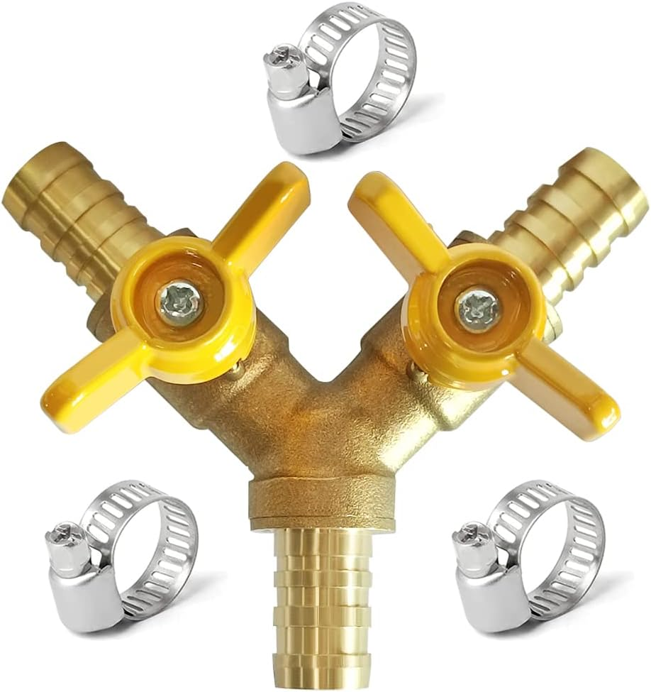 Brass 1/4 Inch 3-way Y-shaped Shut-off Ball Valve with 2-switch 1/4