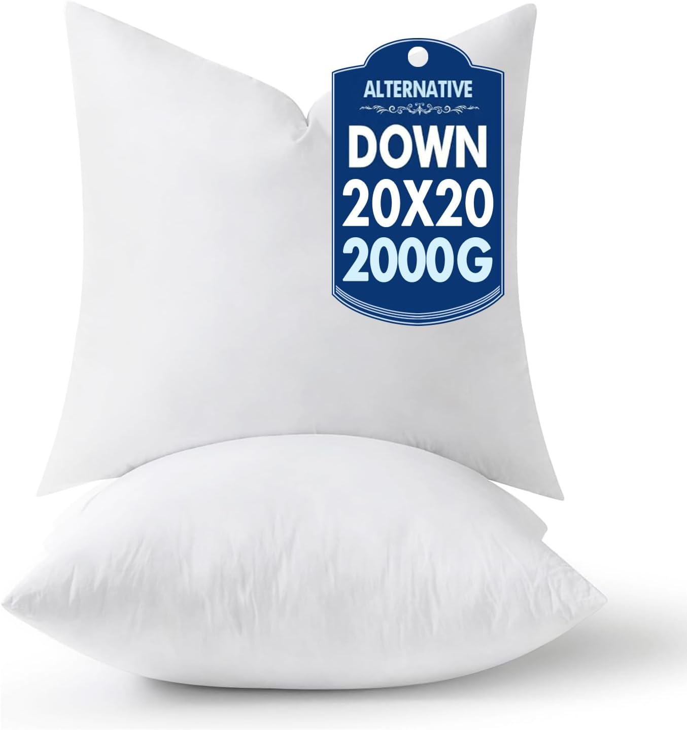 20X20 Pillow Inserts,Down Alternative Pack of 2 Decorative Throw Pillows for Sofa Couch Bed, Ultra Soft Fluffy Bed Sleeping Form
