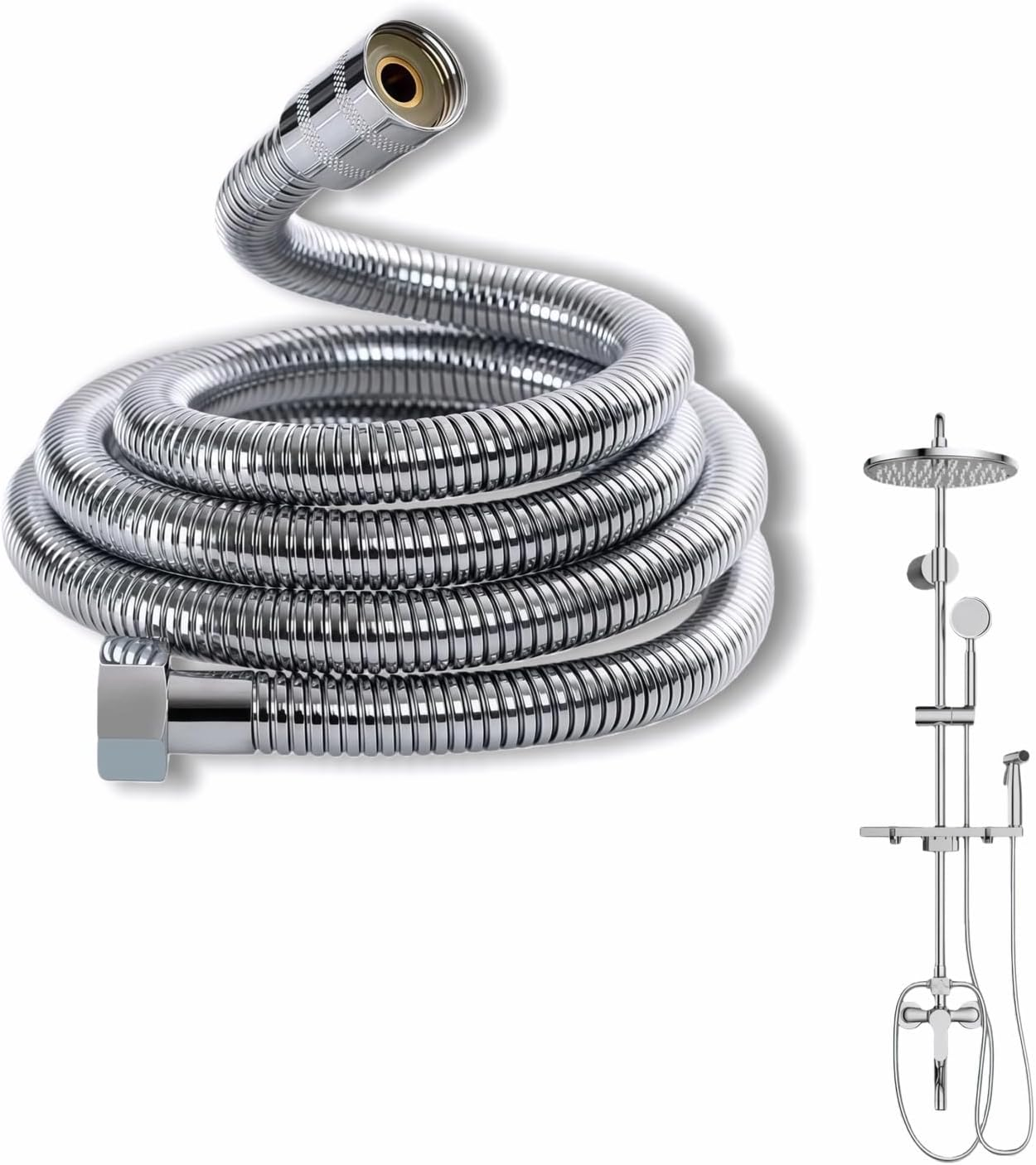 78 Extra Long Shower Hose 304 Stainless Steel Leak-Proof & Tangle-Free Easy
