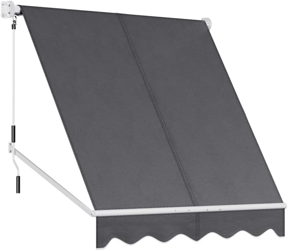 Outdoor Blinds, 2.1 X 2.1M Privacy Screen Window Blind Retractable Pivot Arm Awning Canopy Sun Shade Waterproof Gazebo Awnings for Home Patio, with Mounting Bracket Hand Crank Grey