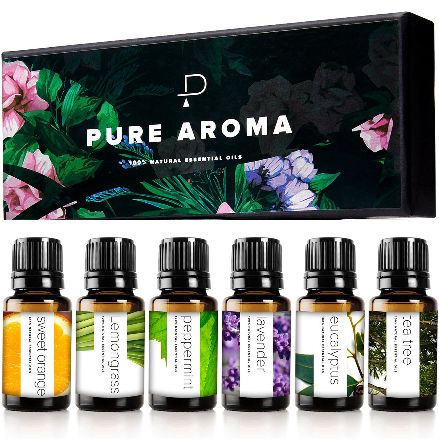 Essential Oils Set by Pure Aroma - Top 6 Aromatherapy Oils Gift Set-6 Pack, 10Ml