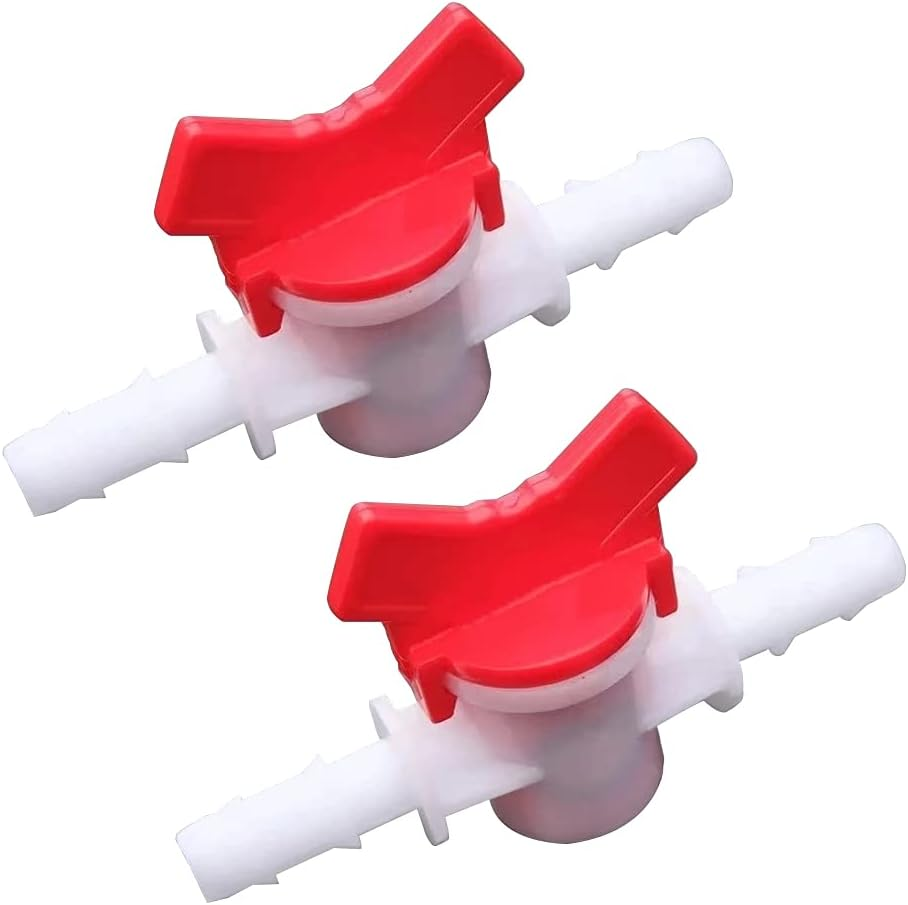 3/16“ Hose Barbed Ball Valve Drip Irrigation Ball Valve Shut off Switch for Drip Irrigation and Aquariums（Pack of 2）