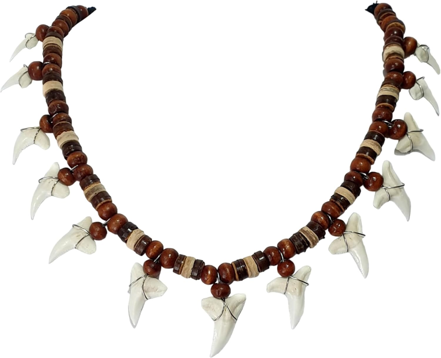 13! Genuine Shark Teeth Necklace for Men, Mako Shark Tooth Necklace, Handmade...