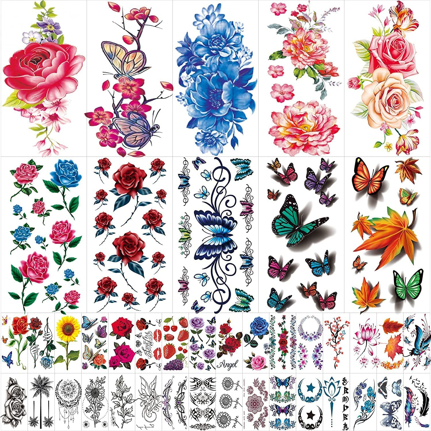 LEIAOLY Glitter Temporary Tattoo for Girls, 24 Sheets Butterfly Mermaid Fairy... - Picture 9 of 14