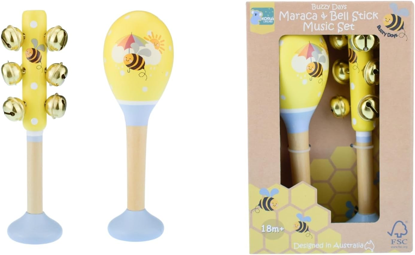 - Buzzy Days BEE 2PCS Music Set Maraca & BELLSTICK Set -Musical Instrument for Babies/Toddlers