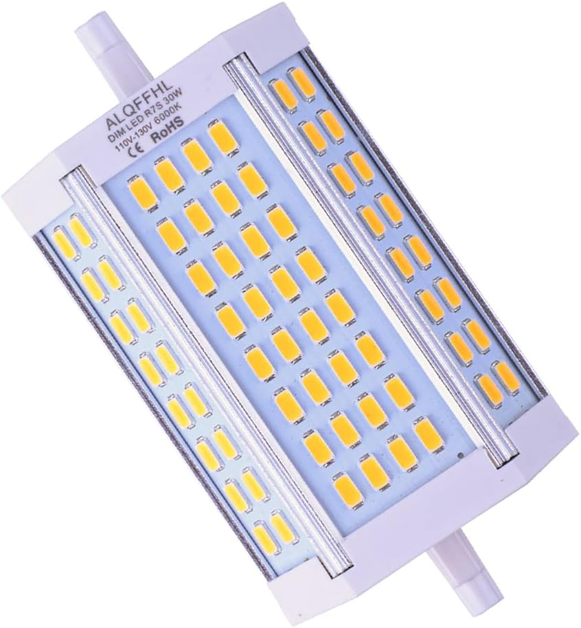 R7S 118mm LED Bulb 30W, Dimmable J Type Double Ended Flood Light, 200W 300W Halogen T3 Replacement, 120V 3000 Lumen, Wall Security Floor Standing Lamp for Work and Home, 6000K Cool White