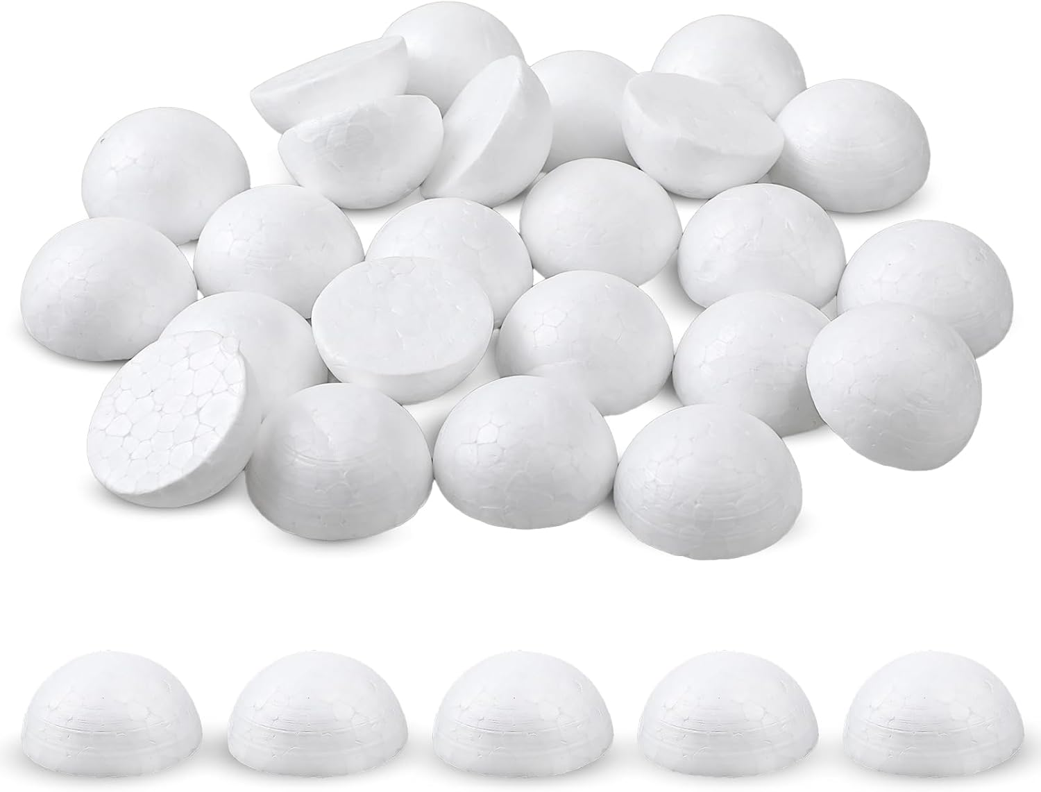 Foam Balls for Crafts, 24 PCS White Foam Balls Half Round Styrofoam for Artificial Flowers Polystyrene Hemispherical for Christmas Decoration and DIY Home Craft Project (Diameter 2 Inch)