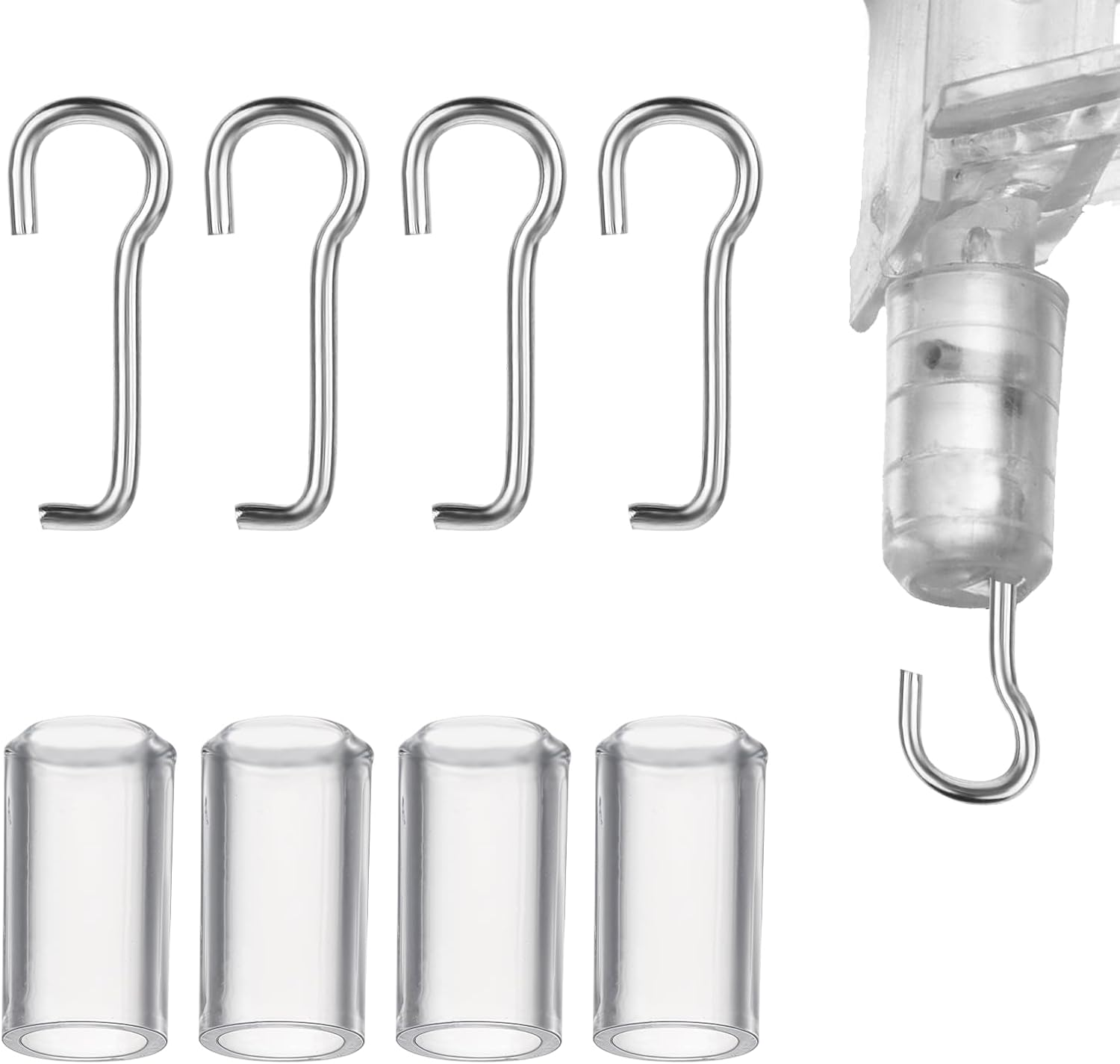 4 Set Horizontal Blinds Replacement Parts with Hook, Wire and Sleeve Collar for Horizontal Mini Blinds, Window Blind Repair Wand with 1 Inch Square Headrails