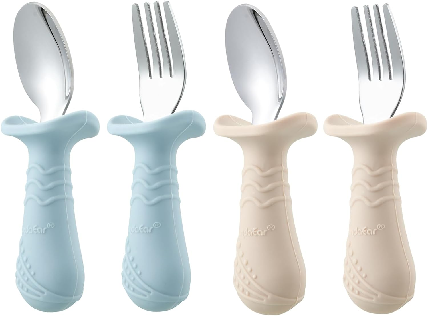PandaEar Baby Toddler Fork and Spoon Utensil Set, 6 Pack Silicone Stainless S... - Picture 9 of 14