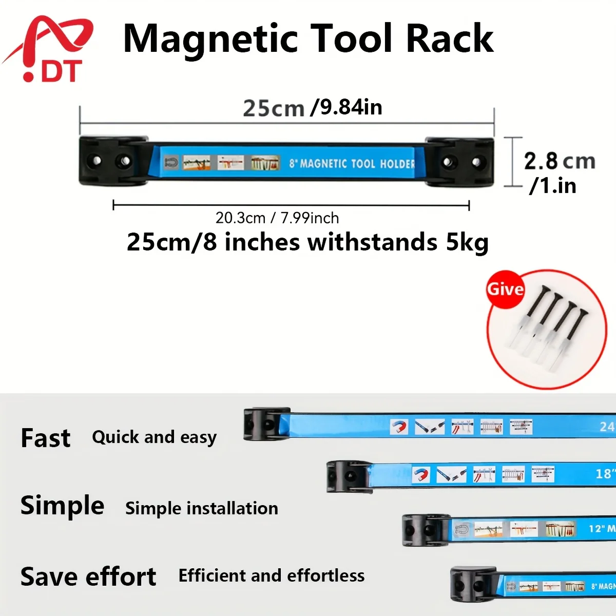 18" Heavy Duty Magnetic Tool Bar Storage Holder Rack Garage Wall Strips