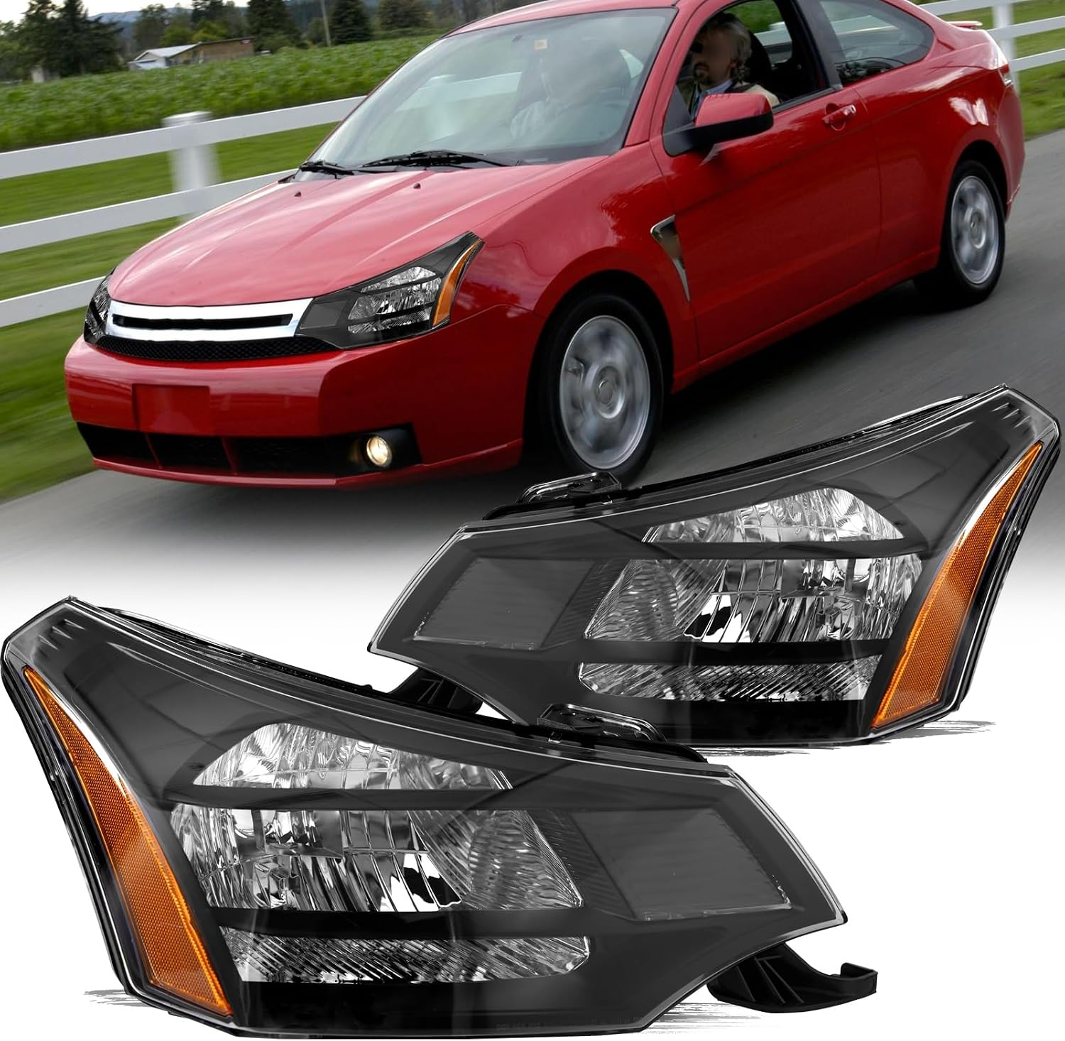 Halogen Headlight Assembly for 08-11 Focus S SE SES SEL Coupe/Sedan