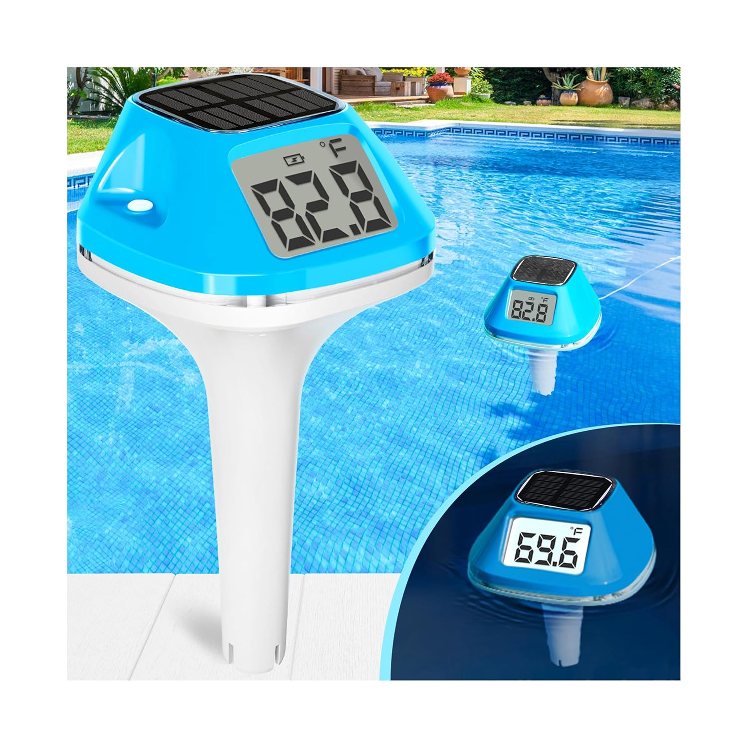 2026 New Iteration Solar Digital Pool Thermometer With Rope Easy Read Extra Larg