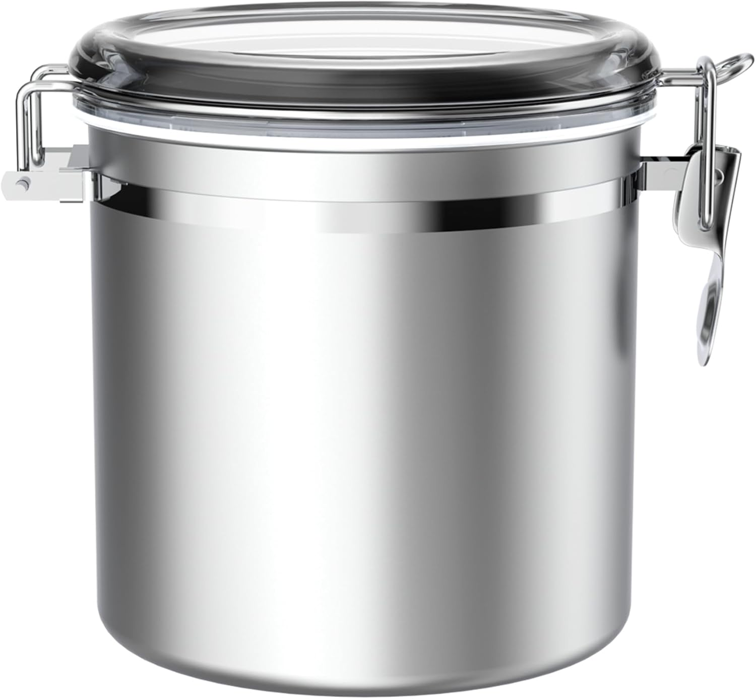 165Oz Stainless Steel Airtight Canister for Kitchen, Large Flour Coffee Bean Tea Cereal Sugar Cookie Metal Food Storage Canisters with Clear Lid and Sturdy Locking Clamp
