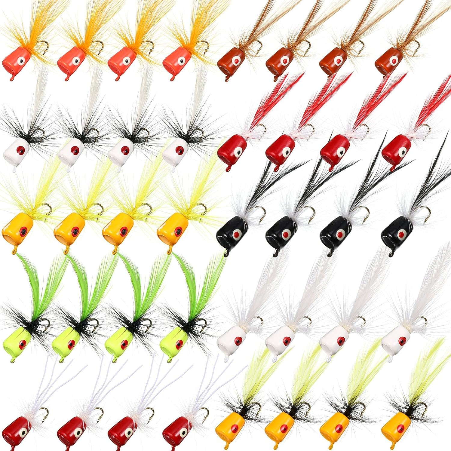 40 Pieces Fly Fishing Flies Fly Poppers Panfish Poppers Dry Flies Fishing Popper Lures for Trout Salmon Bass