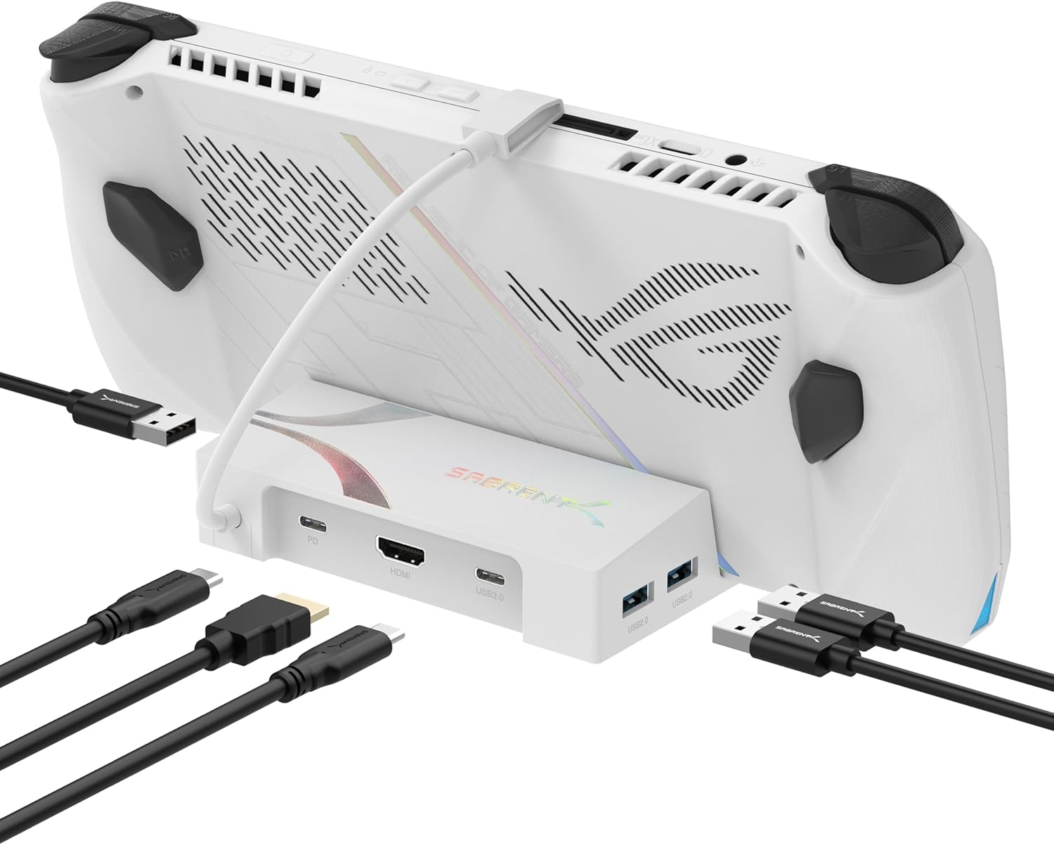 SABRENT Docking Station for Asus ROG Ally, 6-Port USB Type-C, 4K@60Hz HDMI, 5Gbps USB Ports, Power Delivery, Compact Design for Gaming (DS-RA6P)