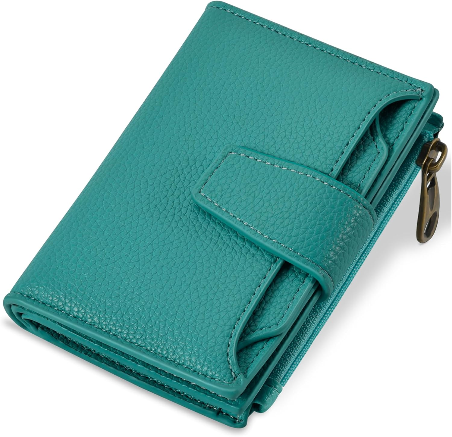Small Wallet Women RFID Blocking Leather Bifold Compact Card Holder Wallet for Women with Zipper Coin Pocket 4 ID Window
