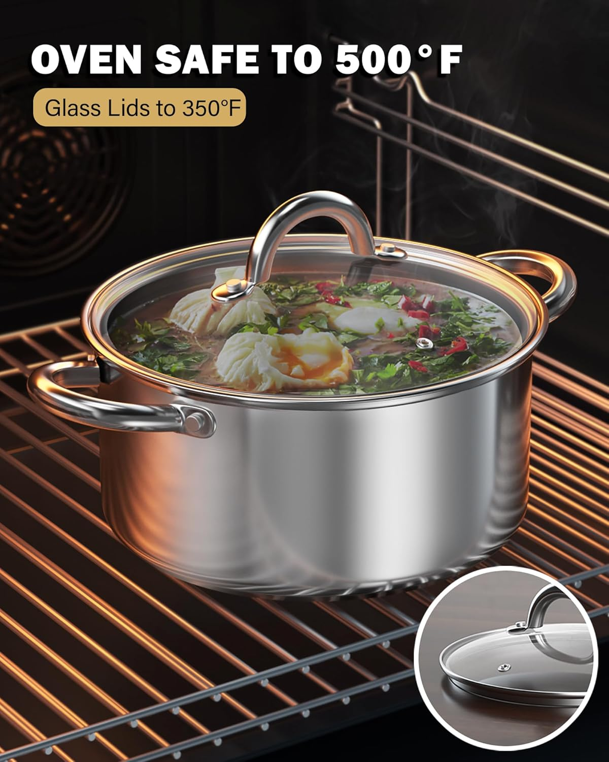 Cook N Home Kitchen Cookware Sets, 12-Piece Basic Stainless Steel Pots and Pa... - Picture 9 of 13
