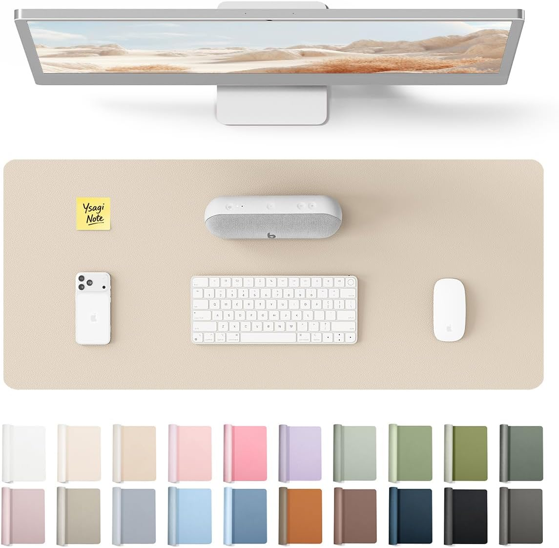 Leather Desk Pad Protector, Office Desk Mat, Large Mouse Pad, Non-Slip PU Leather Desk Blotter, Waterproof Laptop Desk Writing Pad for Office and Home (23.6