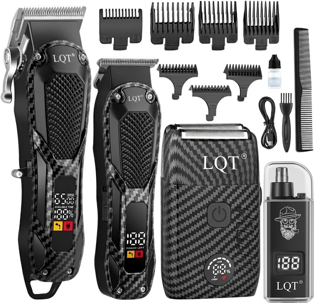 Professional Hair Clippers for Men Rechargeable Cordless Beard Trimmer & Electric Shaver, Hair Cutting Kit with LCD Display Gift for Dad, Husband, Men