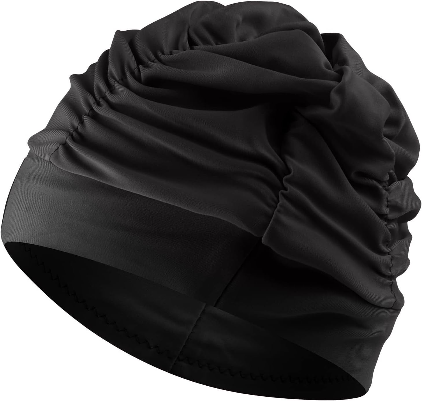 Fabric Swim Caps for Women Swimming for Long Hair Nylon Cloth Swim Cap Pleated Elastic Comfort Bathing Cap Swim Hats Keep Hairstyle Unchanged