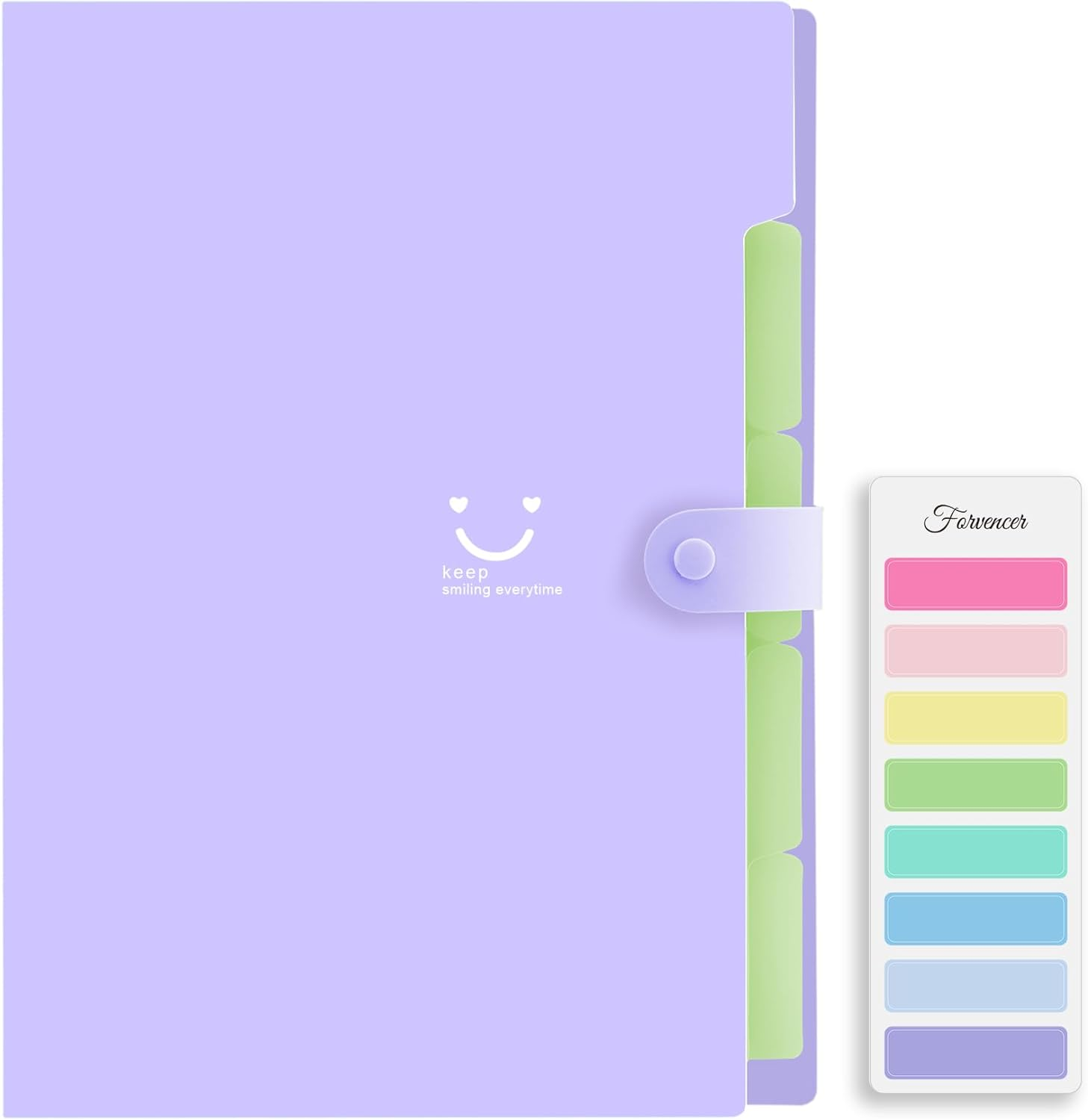 Accordion File Organizer, Letter Size, 5 Pocket Expanding File Folder, Cute File Folder with Labels, Portable File Organizer for School Office Supplies, Folders for Documents, Purple