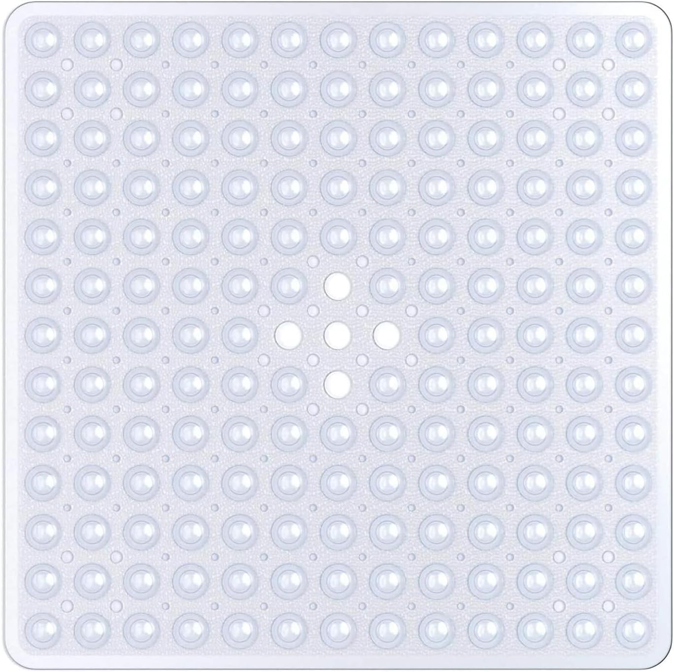 Shower Stall Mat Non Slip, 21X21 Inch, Soft Square Bath Mat for Shower with Suction Cups and Drain Holes, Stall Floor Mats for Bathroom, Bathroom Accessories, Transparent White