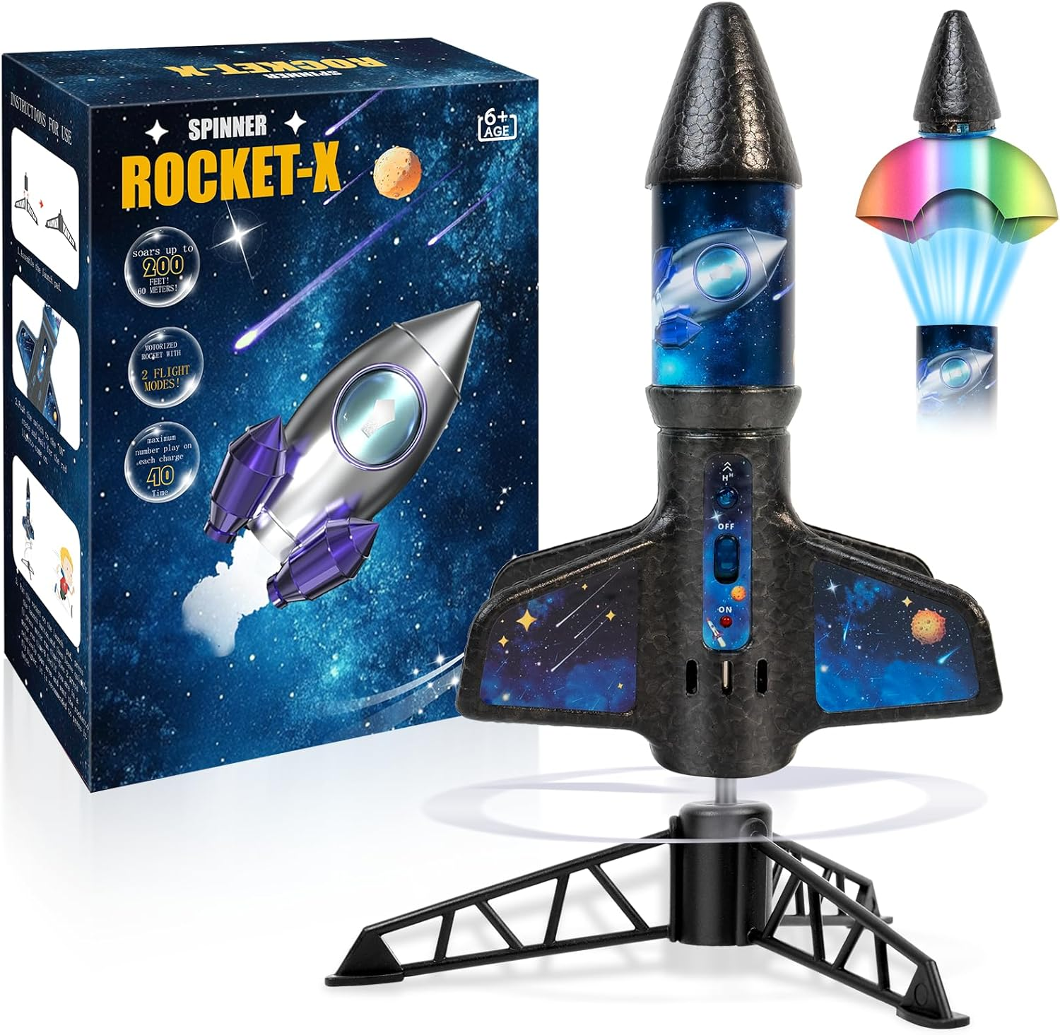 Kids Rocket Launcher Toy - 12 Foam Rockets, Launch Up To 100+ Feet, Outdoor Backyard Toy For Boys & Girls Ages 3-8