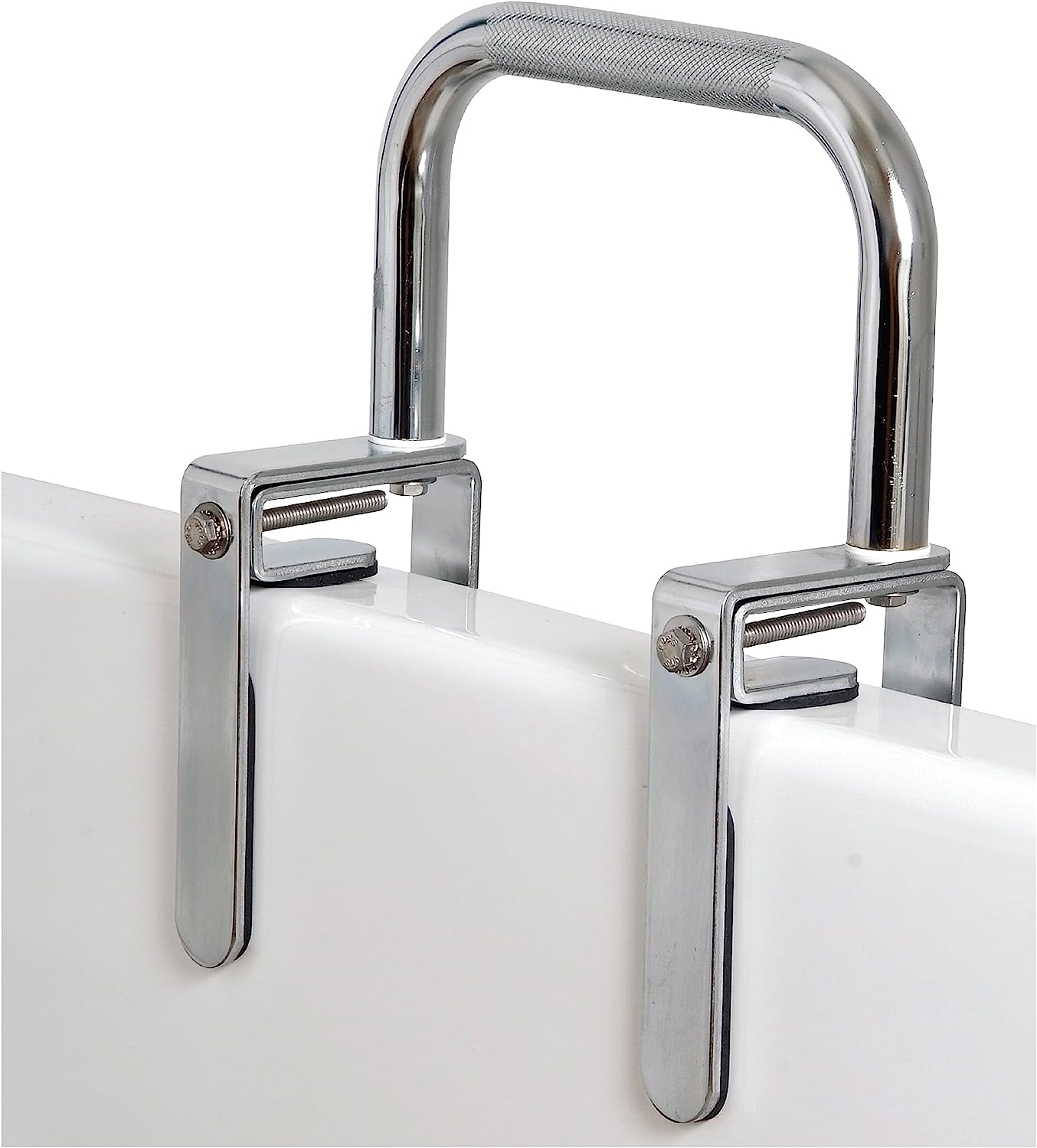 Bathtub Rail with Finish Bathtub Grab Bar Safety Bar for Seniors and Handicap for Assistance Getting in and Out of Tub, Easy to Install on Most Tubs, Chrome, 1 Count