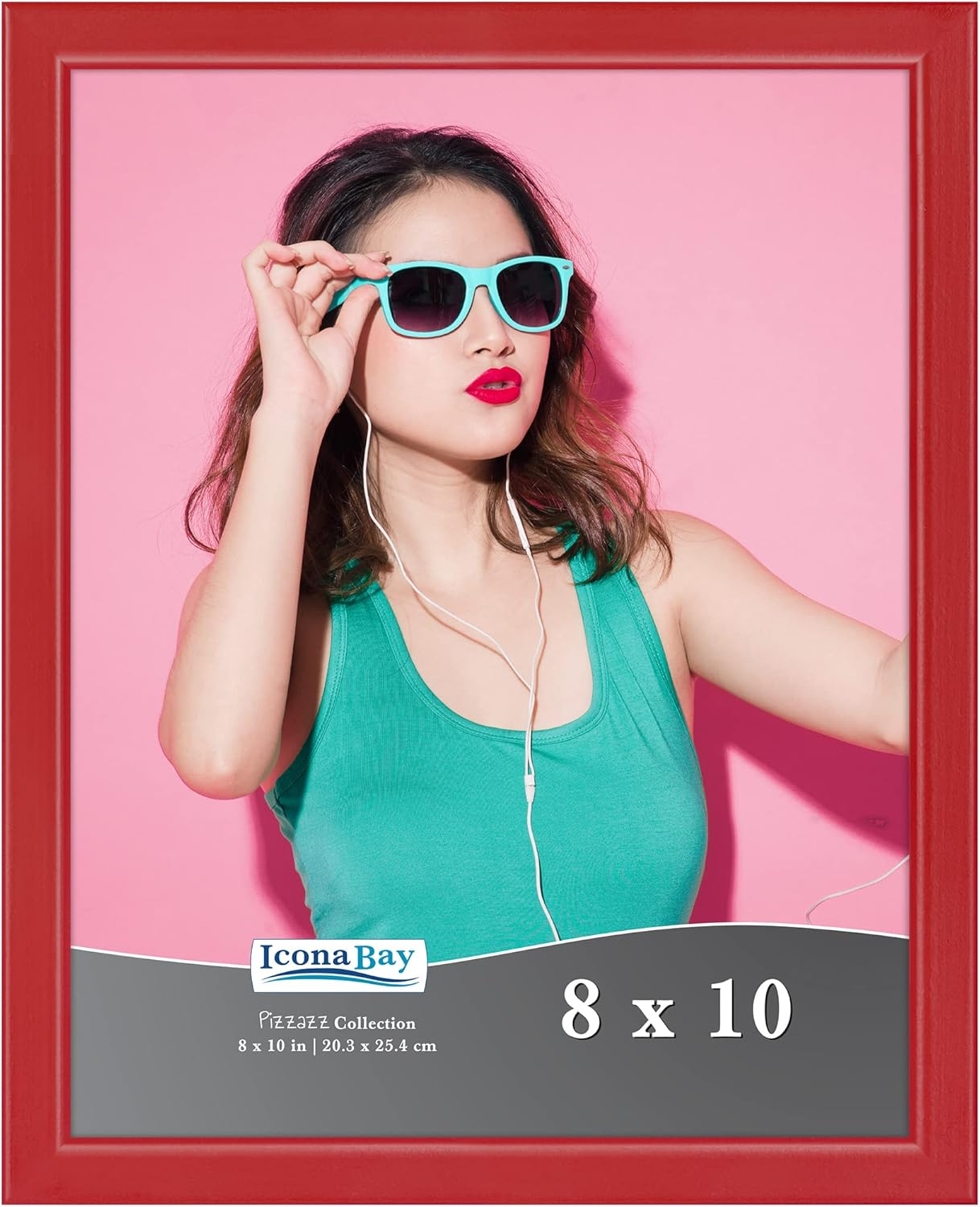 Icona Bay 8X10 Picture Frame, Red Colored Solid Wood Scandinavian Style Frame 