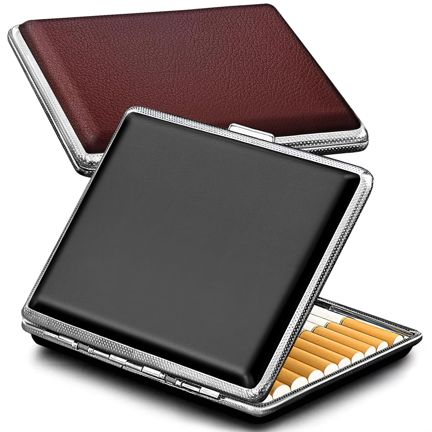 Cigarette Case 2 Pack - PU Leather 20 Capacity for Regular, King Size and 100Mm 100'S
