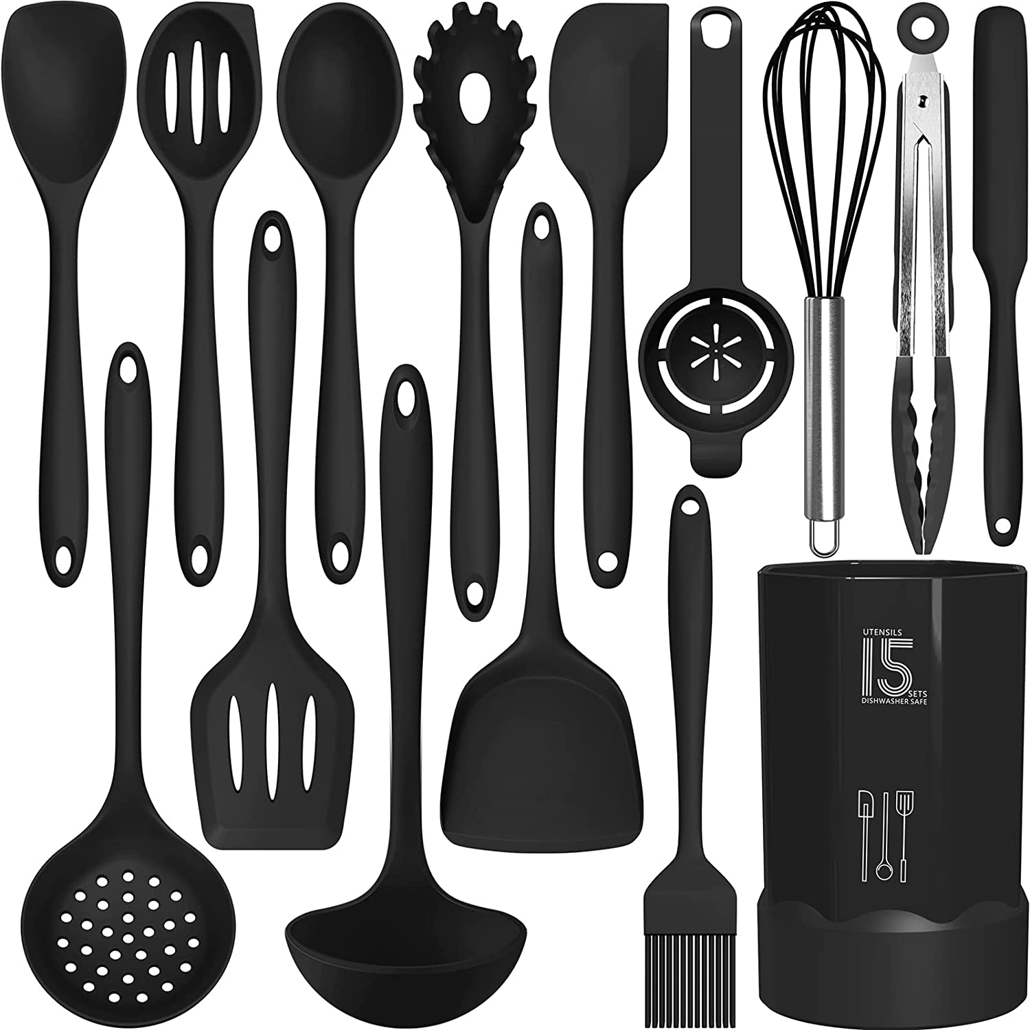 Silicone Cooking Utensils Set - 446°F Heat Resistant Dishwasher Safe (BPA Free)