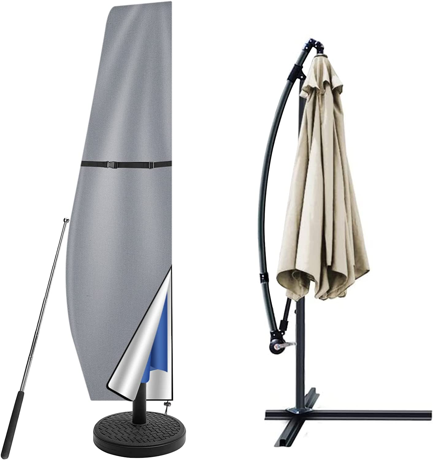 Neween Cantilever Parasol Cover with Rod, Heavy Duty Large Umbrella Cover wit... - Picture 11 of 22