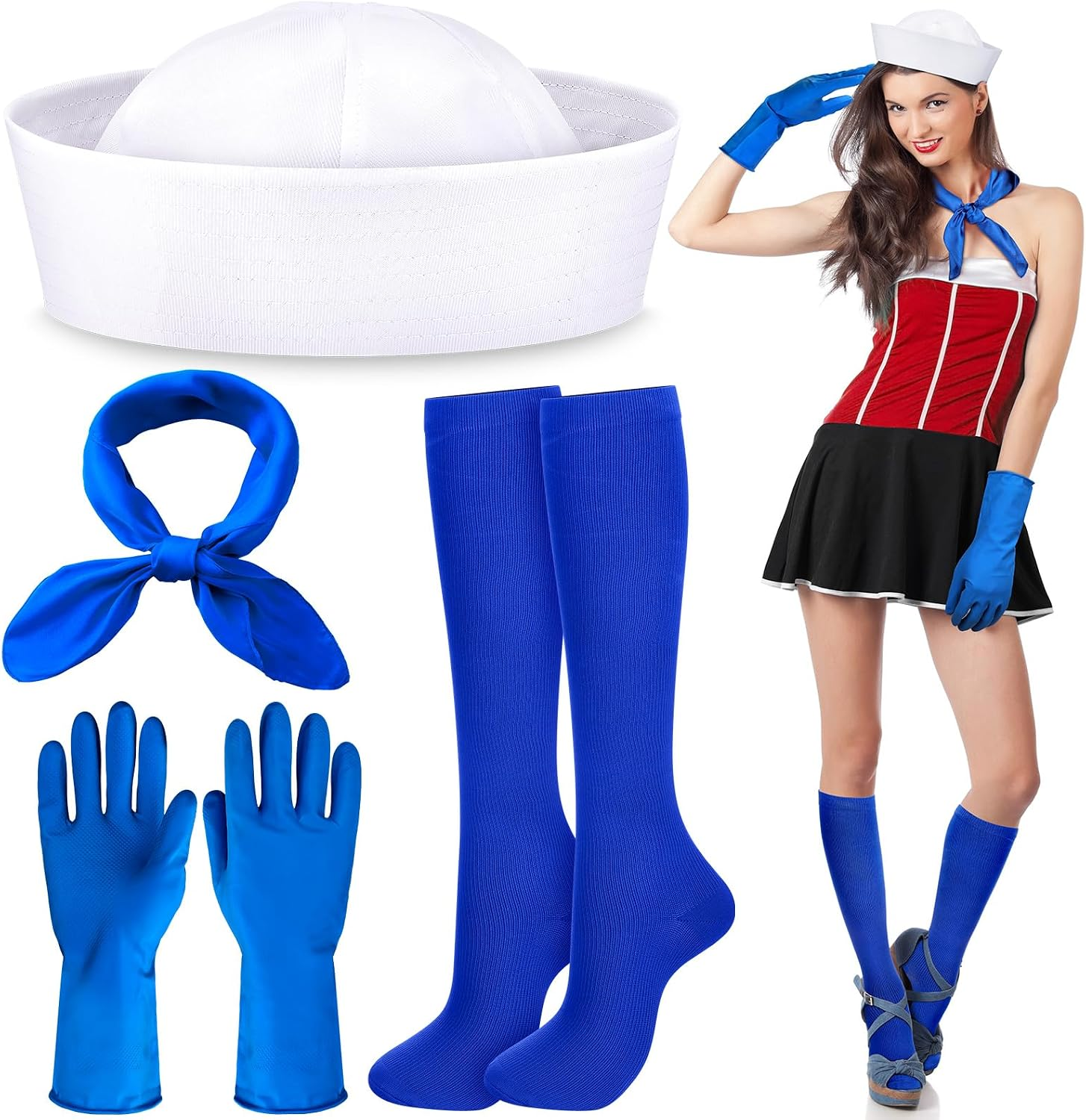 4 Pcs Halloween Sailor Costume Accessories for Adult