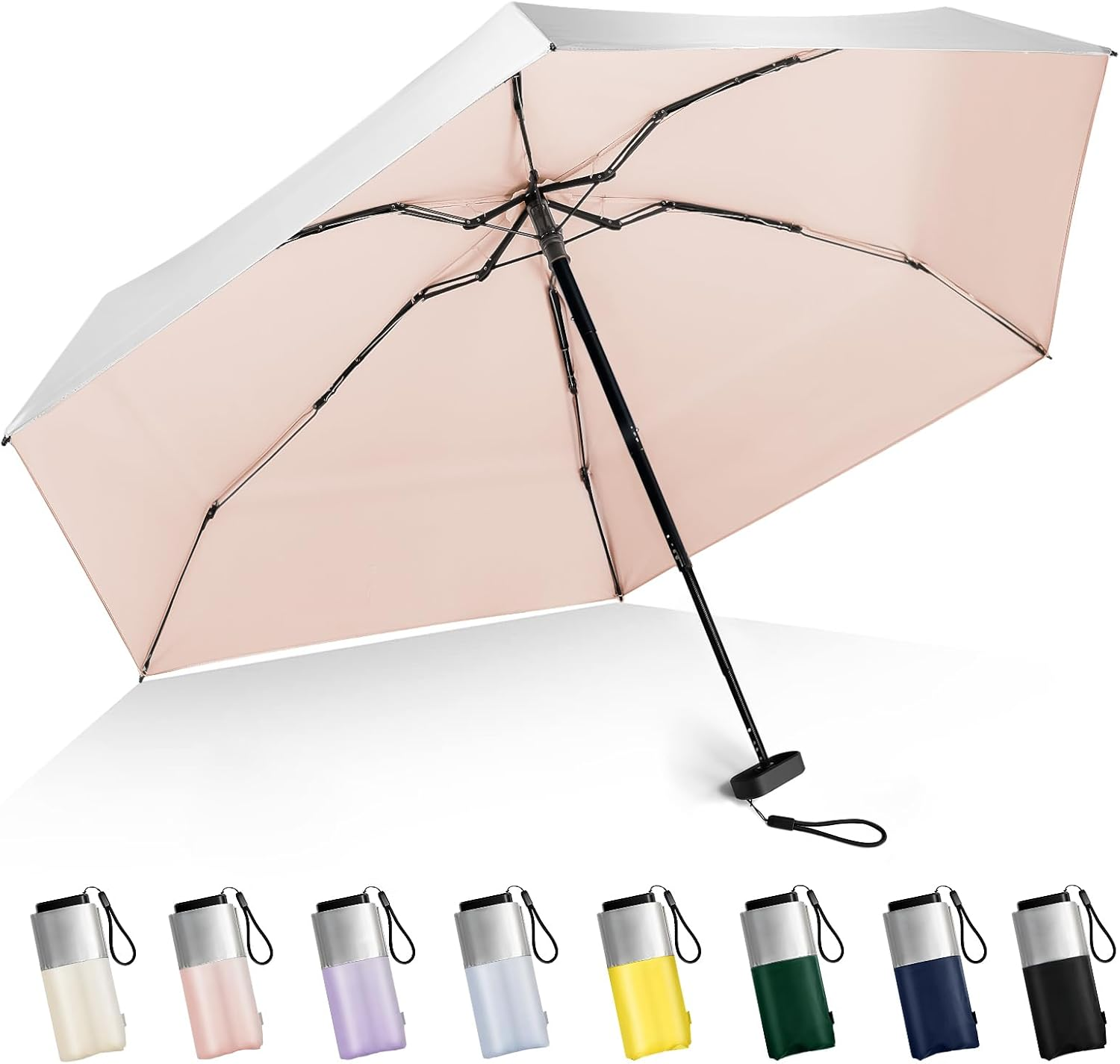 Mini Umbrella for Purse - UPF 50+ UV Blocker Sun Protection Umbrella, Small Micro Travel Parasol Design for Women