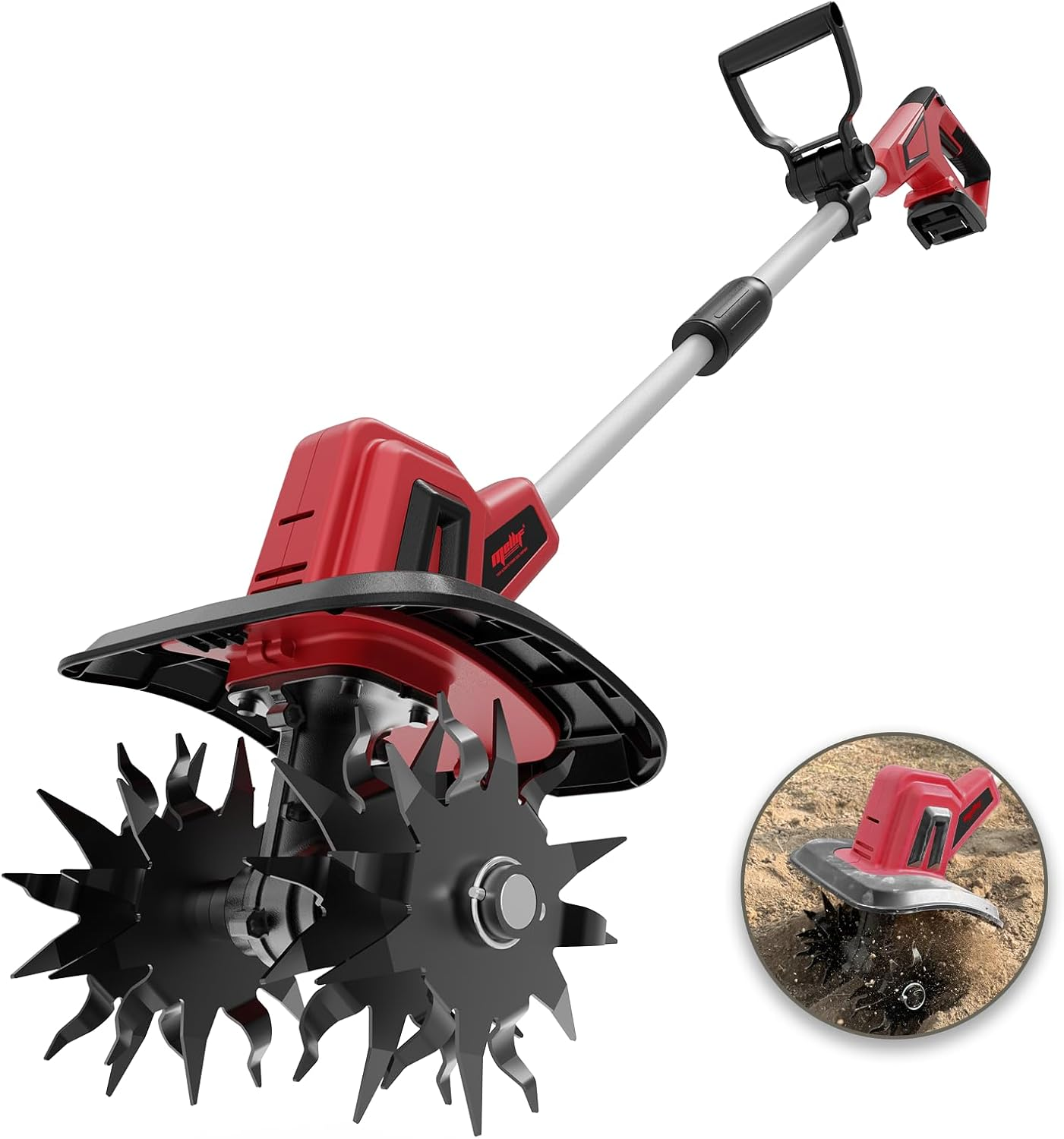 Cordless Tiller Cultivator Compatible with Milwaukee 18V Battery(Tool Only), Electric Garden Tiller W/270 RPM, 48 Steel Tines, 8.7