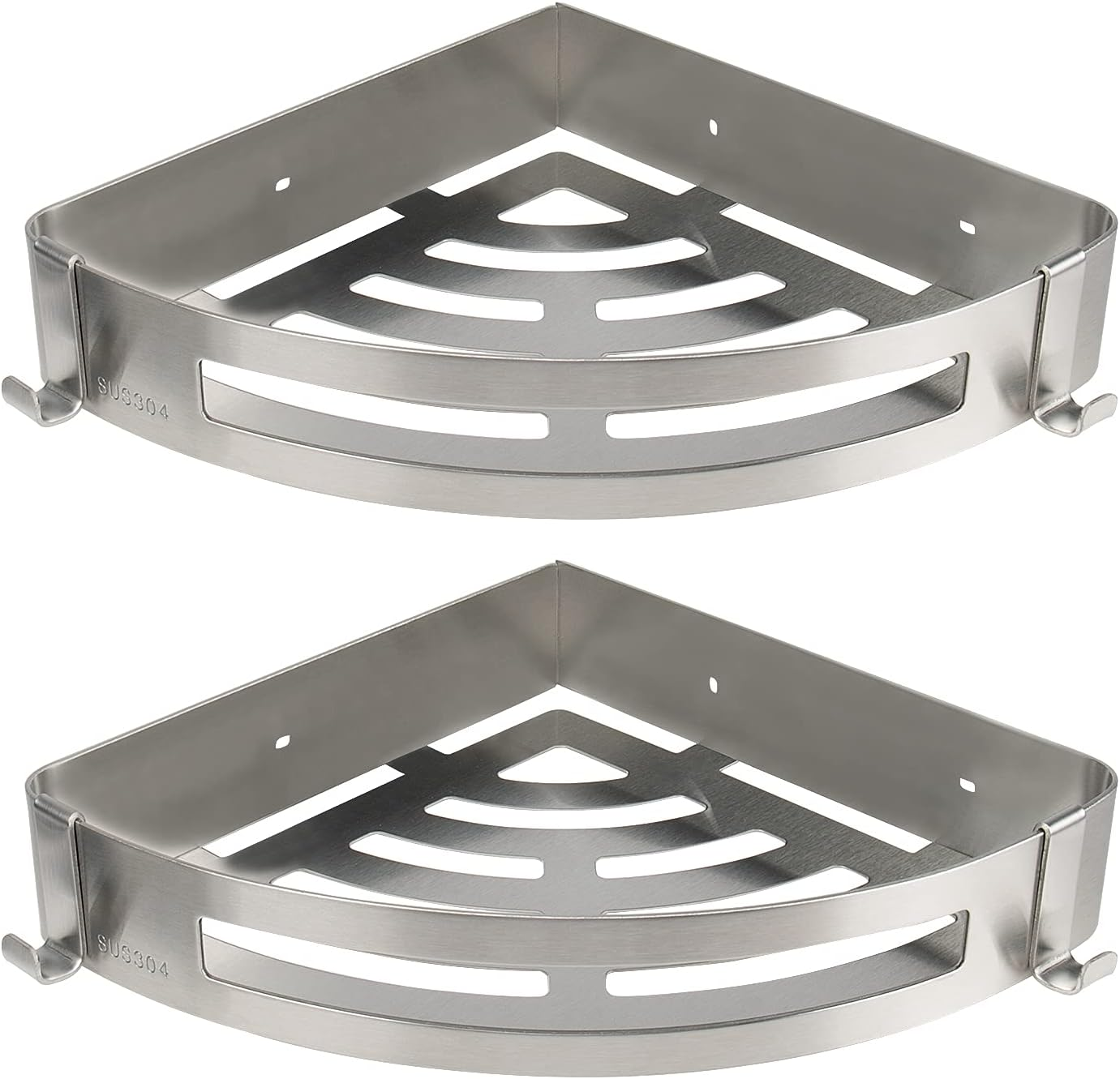 Shower Organizer Stainless Steel No Drill Corner Shelf Brushed Nickel 2 Pack New